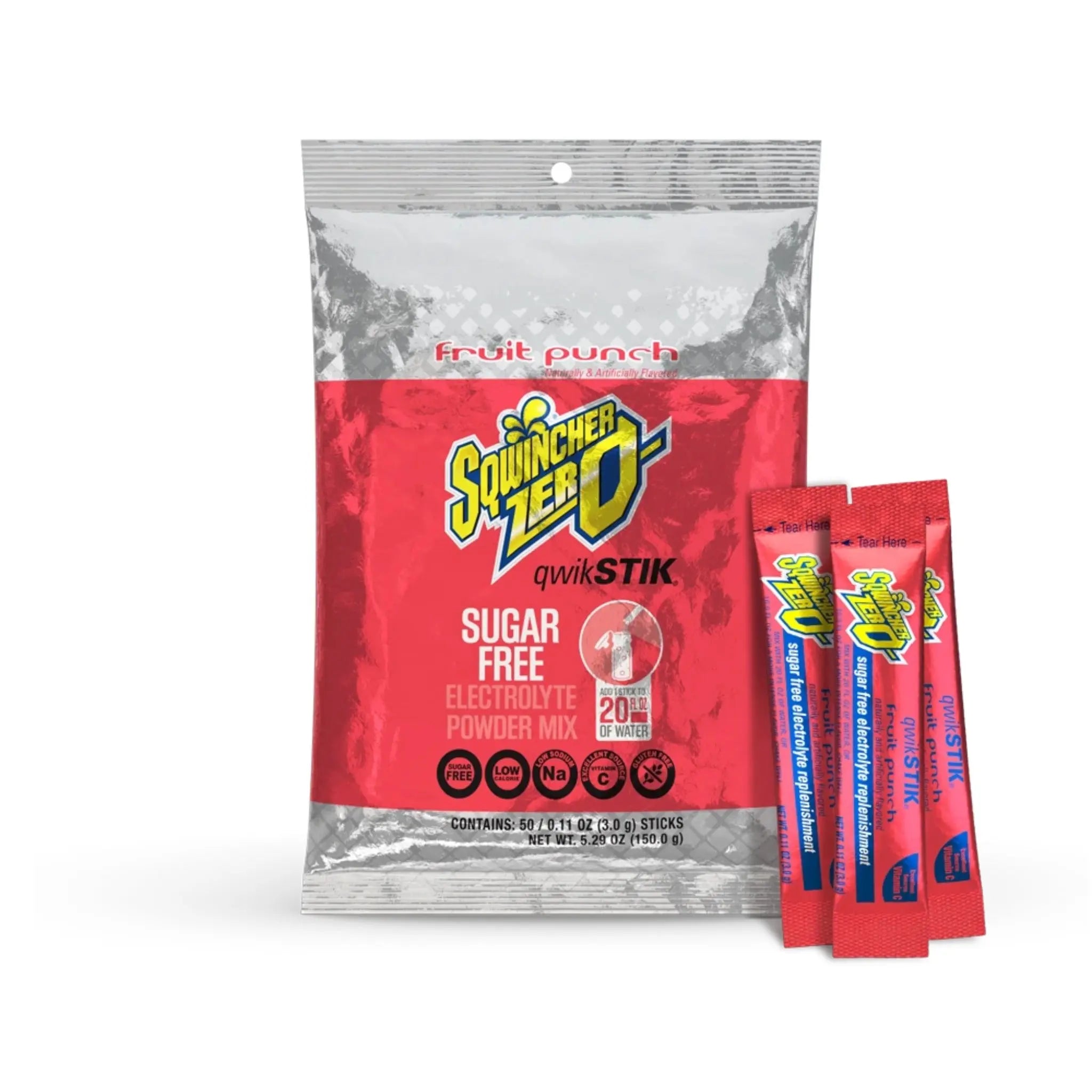 Sqwincher Qwik Stik ZERO 159060102 Sugar Free,Electrolyte Drink, Fruit Punch Flavor