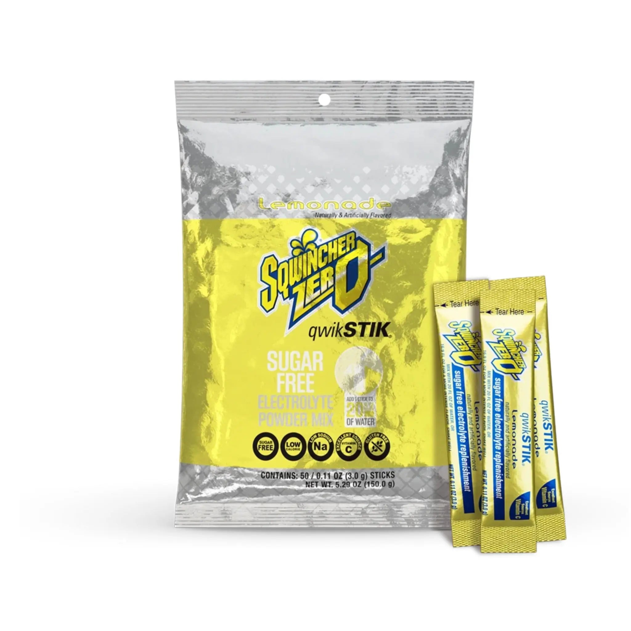 Sqwincher Qwik Stik ZERO 159060103 Sugar Free,Electrolyte Drink, Lemonade Flavor