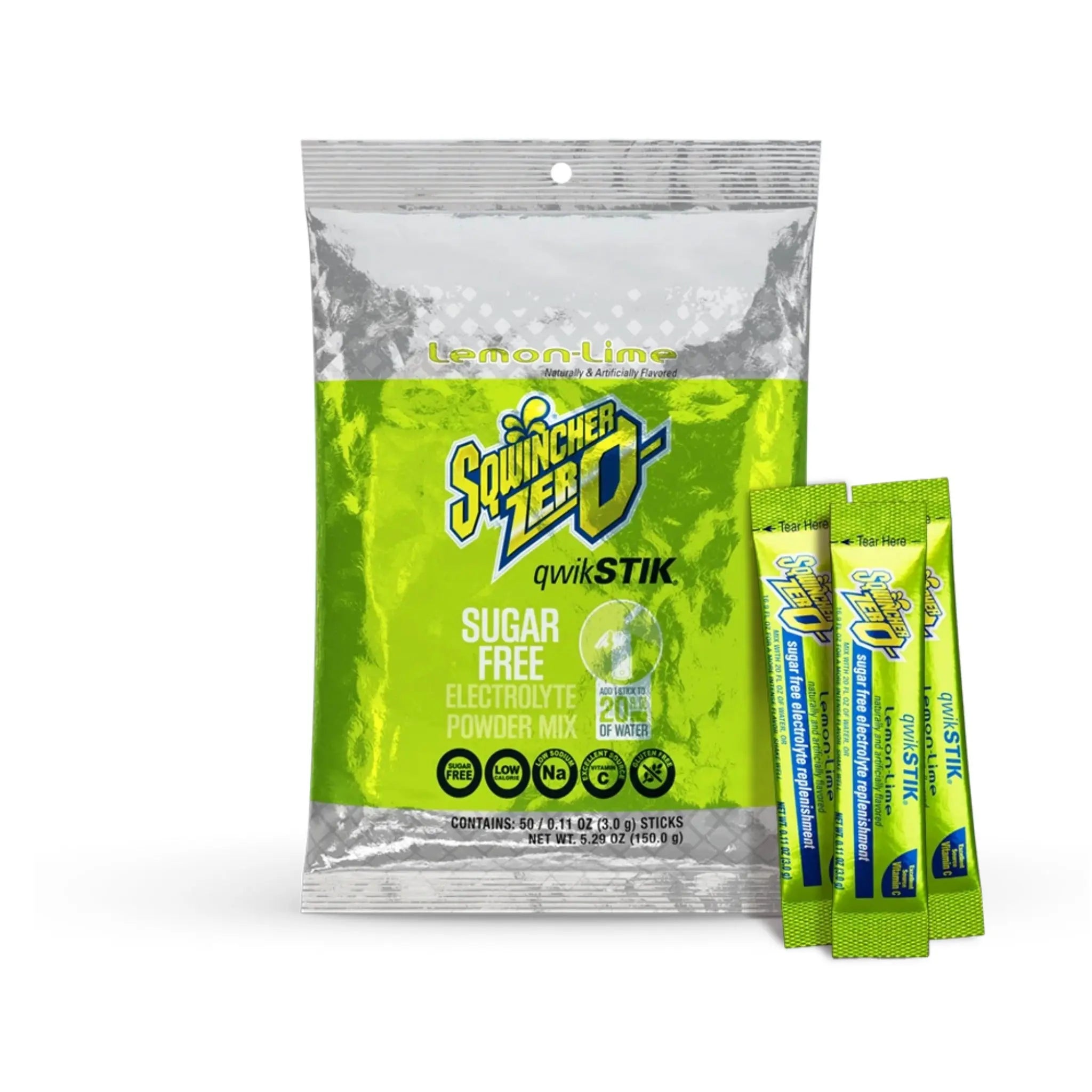 Sqwincher Qwik Stik ZERO 159060106 Sugar Free,Electrolyte Drink, Lemon Lime Flavor