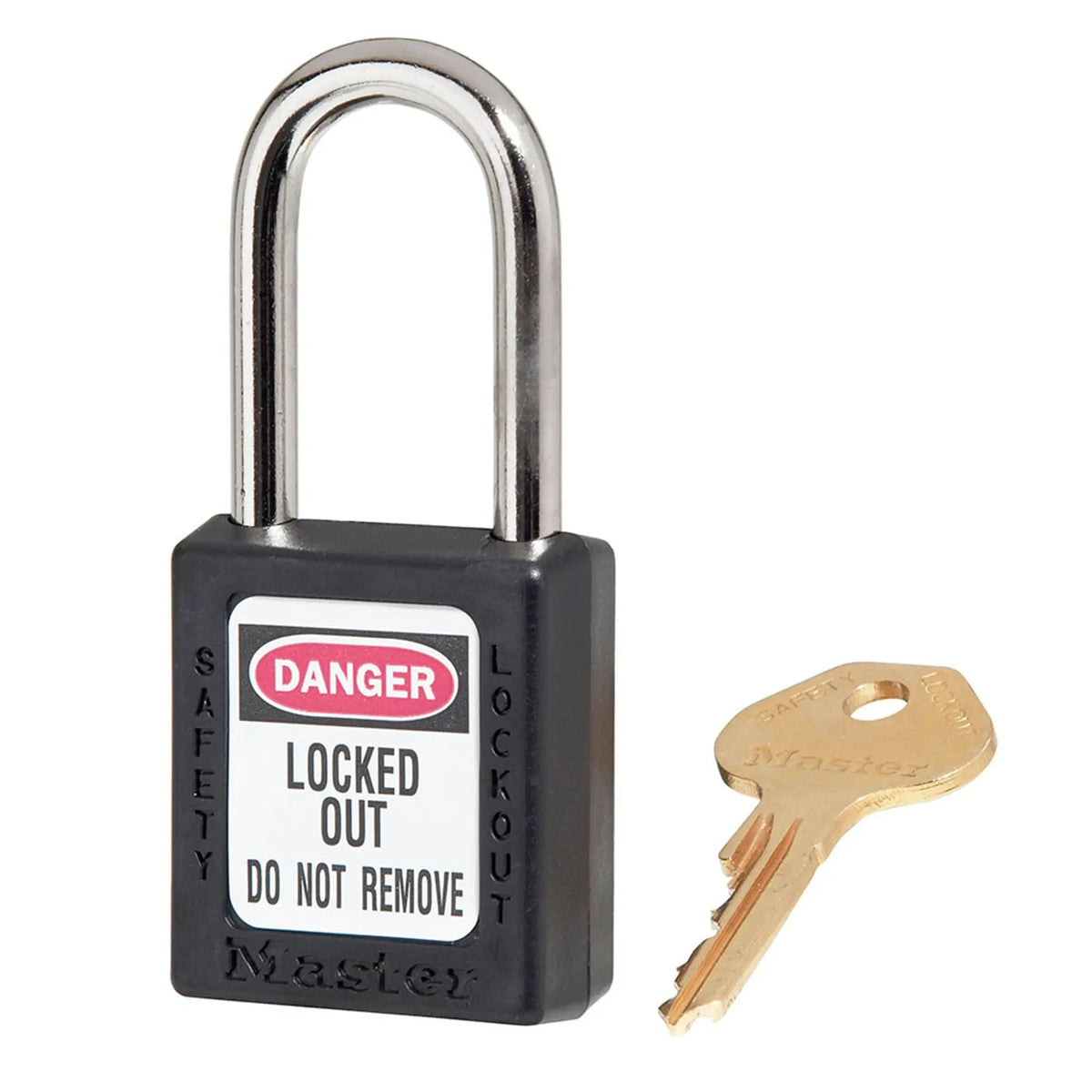 Master Lock 410KABLK Zenex Thermoplastic Safety Padlocks, Keyed Alike, Black, Box of 6, Main Image