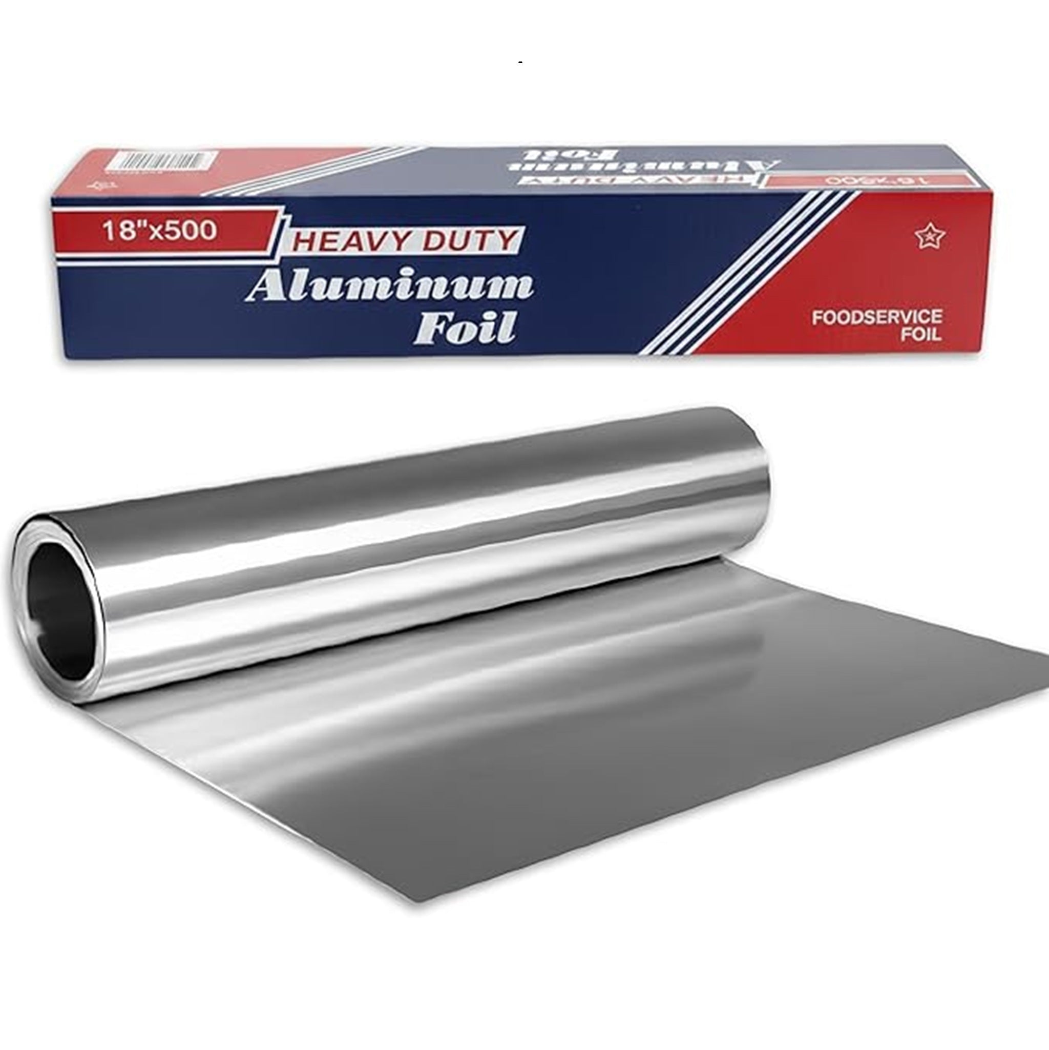 Restaurant Feeder B0CG378JB8 Heavy Duty Commercial Grade Food Safe Aluminum Foil Roll, 18" x 500', 1 Each