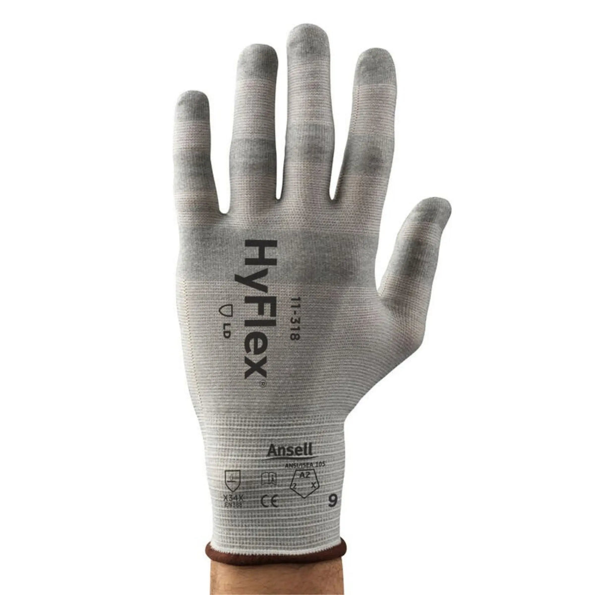 Ansell HyFlex Gloves Nylon Material, Gray, Case of 144 Pairs, Main Image