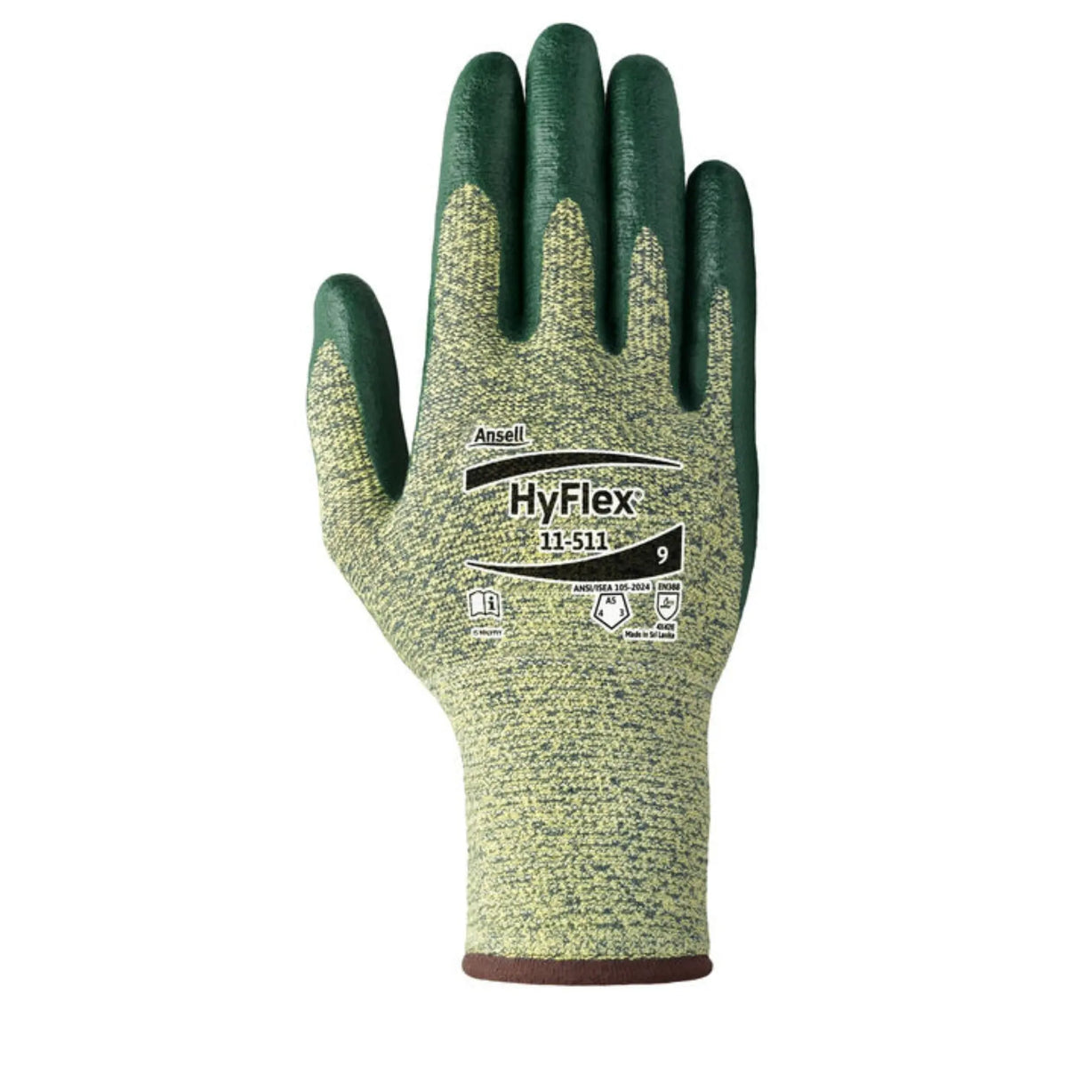 Ansell HyFlex 11-511 Gloves Kevlar Material, Green, Case of 144 Pairs, Main Image