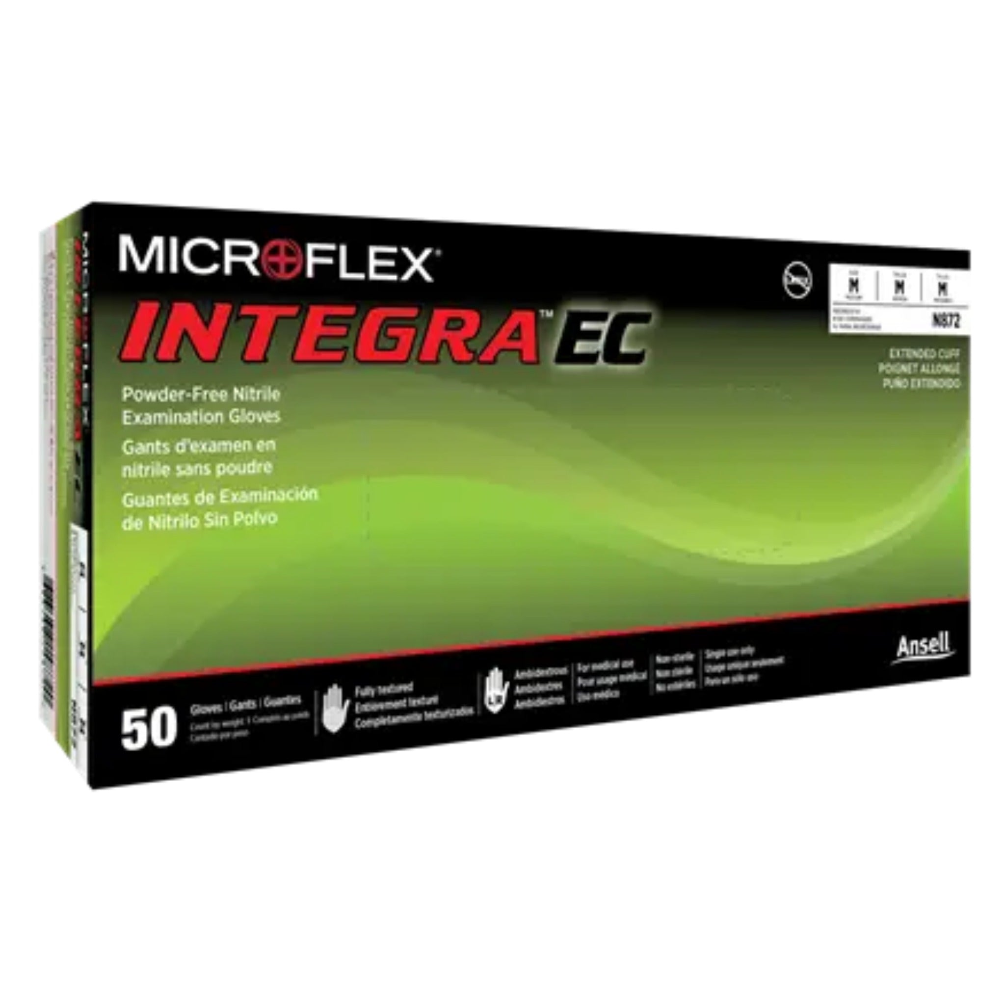 Ansell Microflex N87 Integra EC Nitrile Exam Gloves 8 MIL, 50 gloves per Box, Case of 10 Boxes