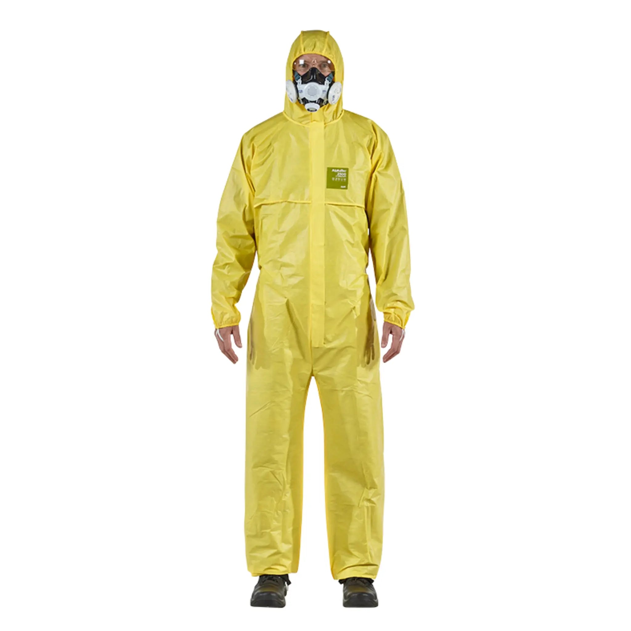 Ansell YY23-B-92-111 AlphaTec 2300 Standard Model 111 Hooded Coveralls, Yellow, Case of 25, Main Image