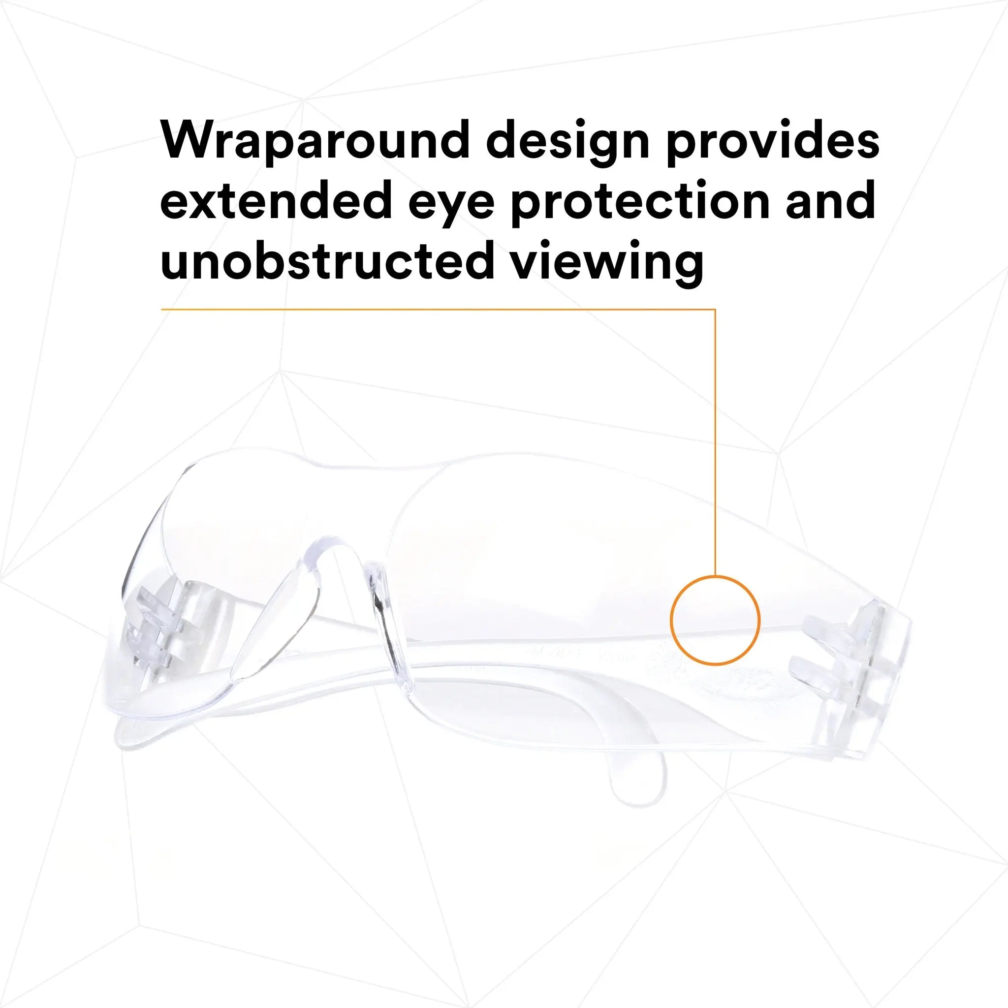 3M Virtua 11228-00000-100 Protective Eyewear, Clear Temple, Clear Uncoated Lens, Case of 100, Wraparound design