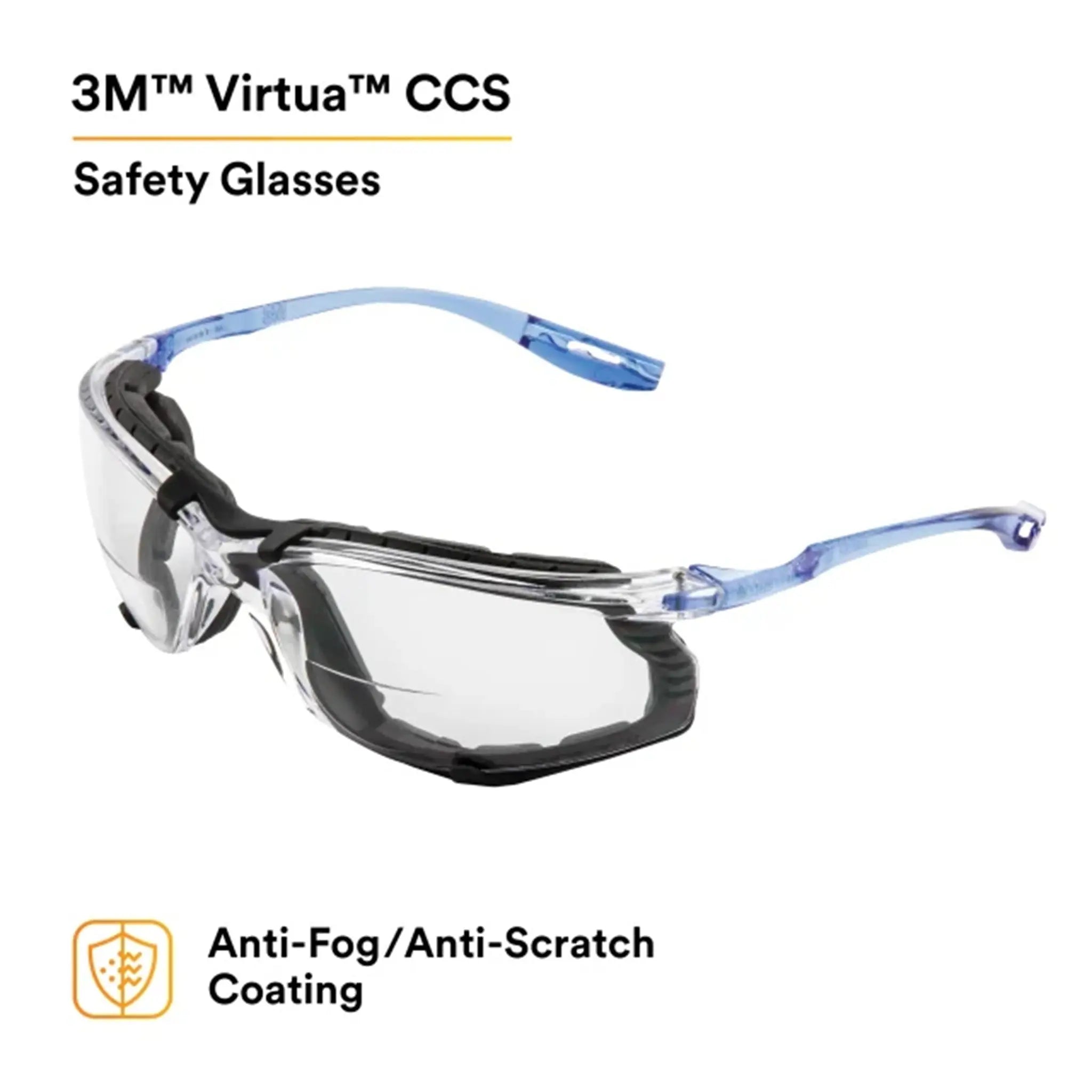 3M AOS11872-00000-20 Virtua CCS Protective Eyewear - Clear AF lens with Foam Gasket, Case of 20