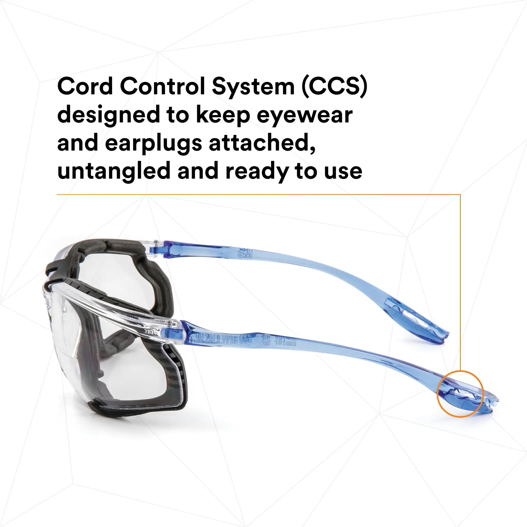3M AO Safety 11872-00000-20 Virtua CCS Protective Eyewear with Foam Gasket, Clear Anti-Fog Lens, Case of 20, Cord Control System