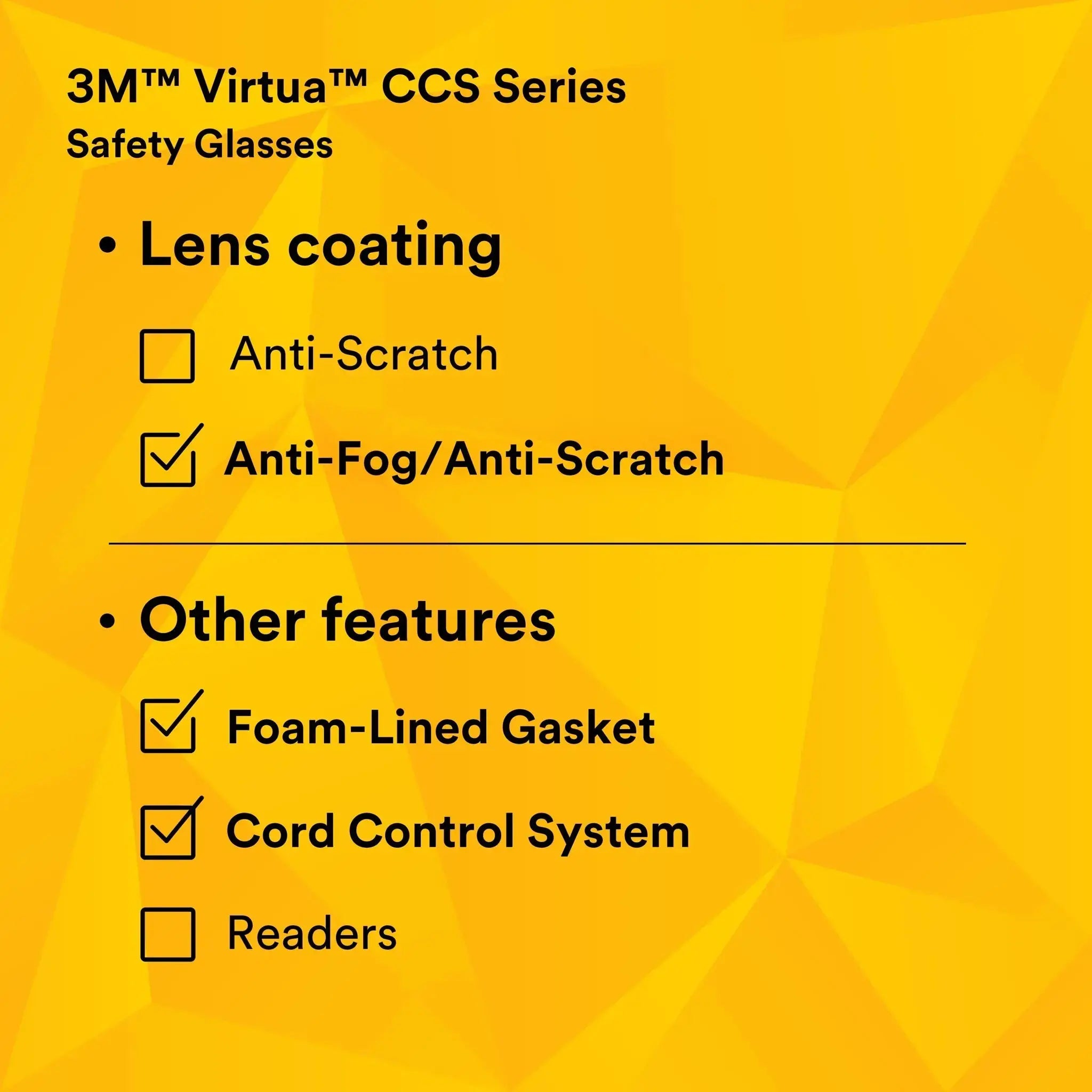 3M AO Safety 11872-00000-20 Virtua CCS Protective Eyewear with Foam Gasket, Clear Anti-Fog Lens, Case of 20, Performance Data
