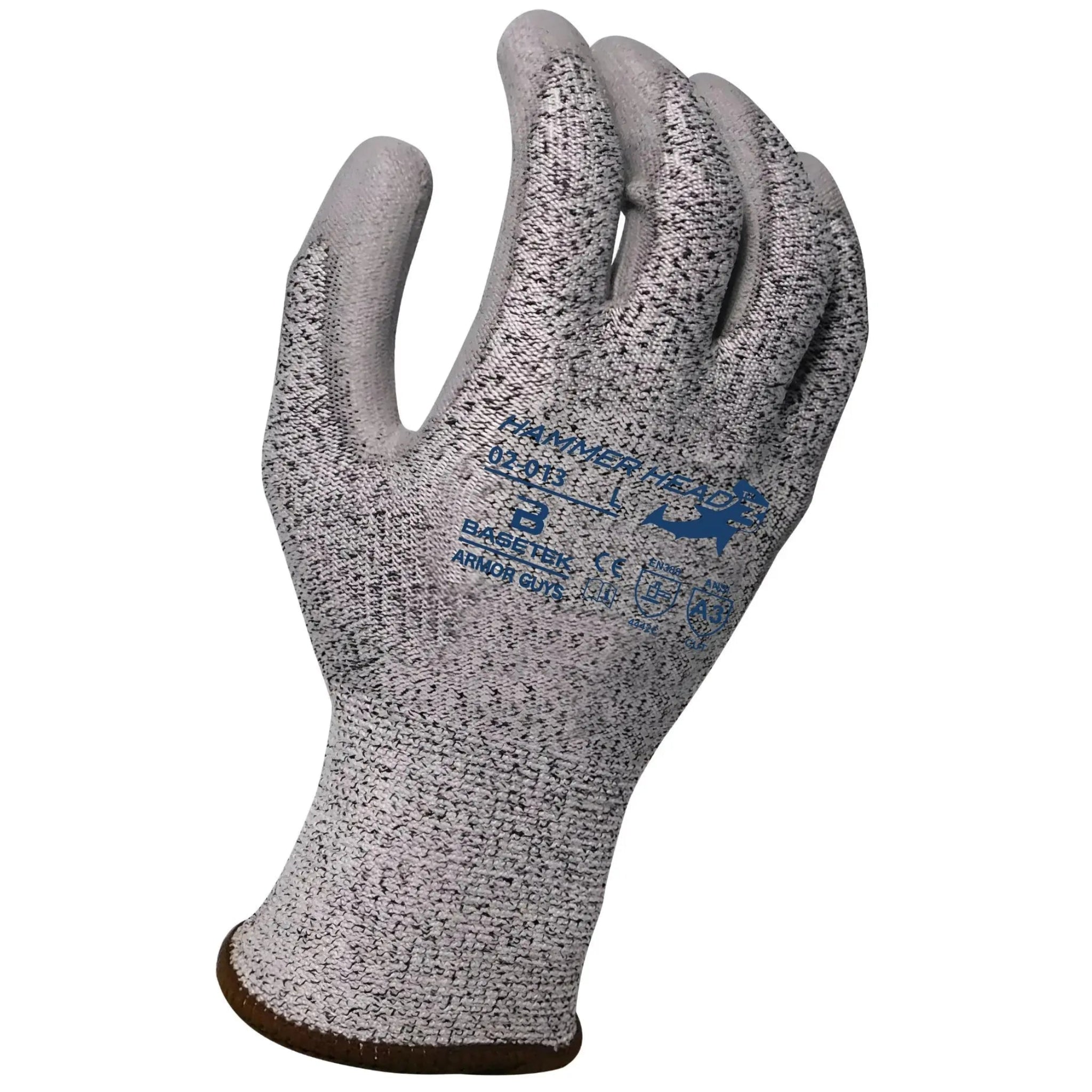 Armor Guys 02-013 Basetek Hammerhead Cut Level A3 Work Glove, Salt and Pepper, Box of 12 Pairs, Main Image