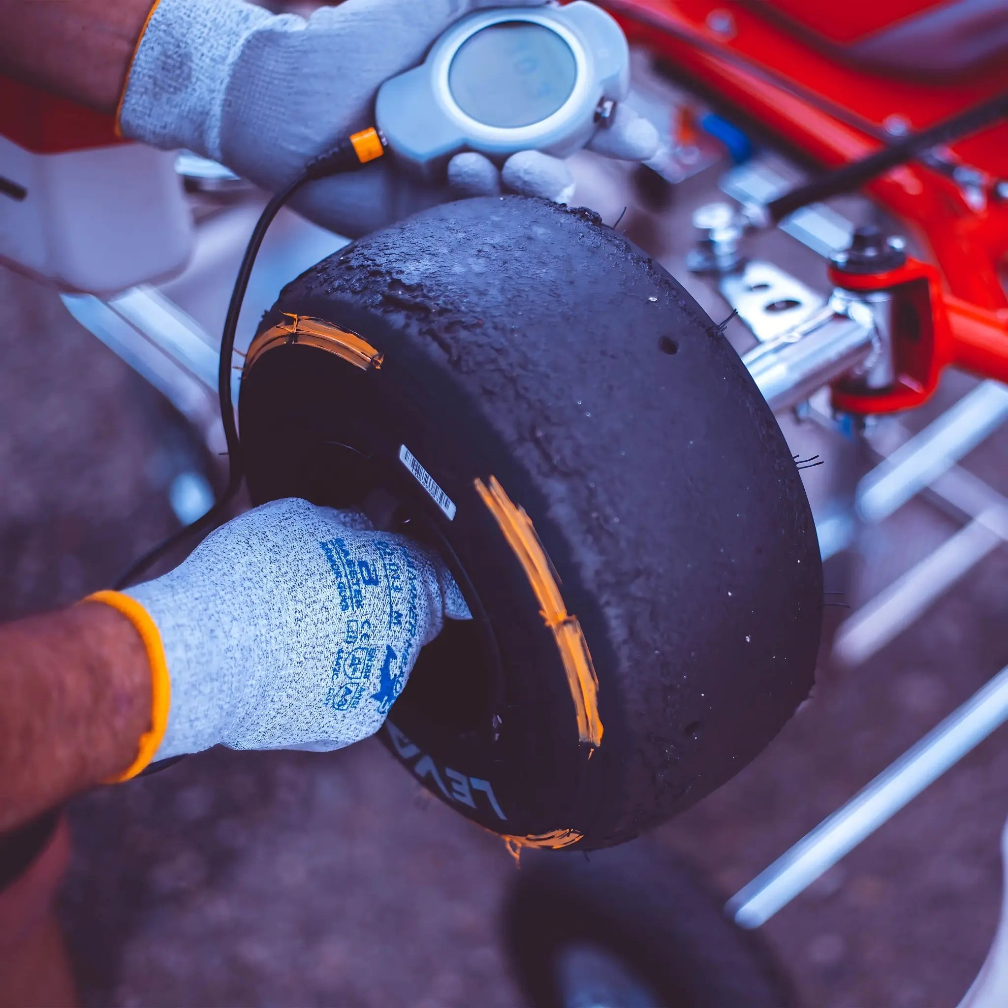 Armor Guys 02-013 Basetek Hammerhead Cut Level A3 Work Glove, Salt and Pepper, Box of 12 Pairs, Action Shot