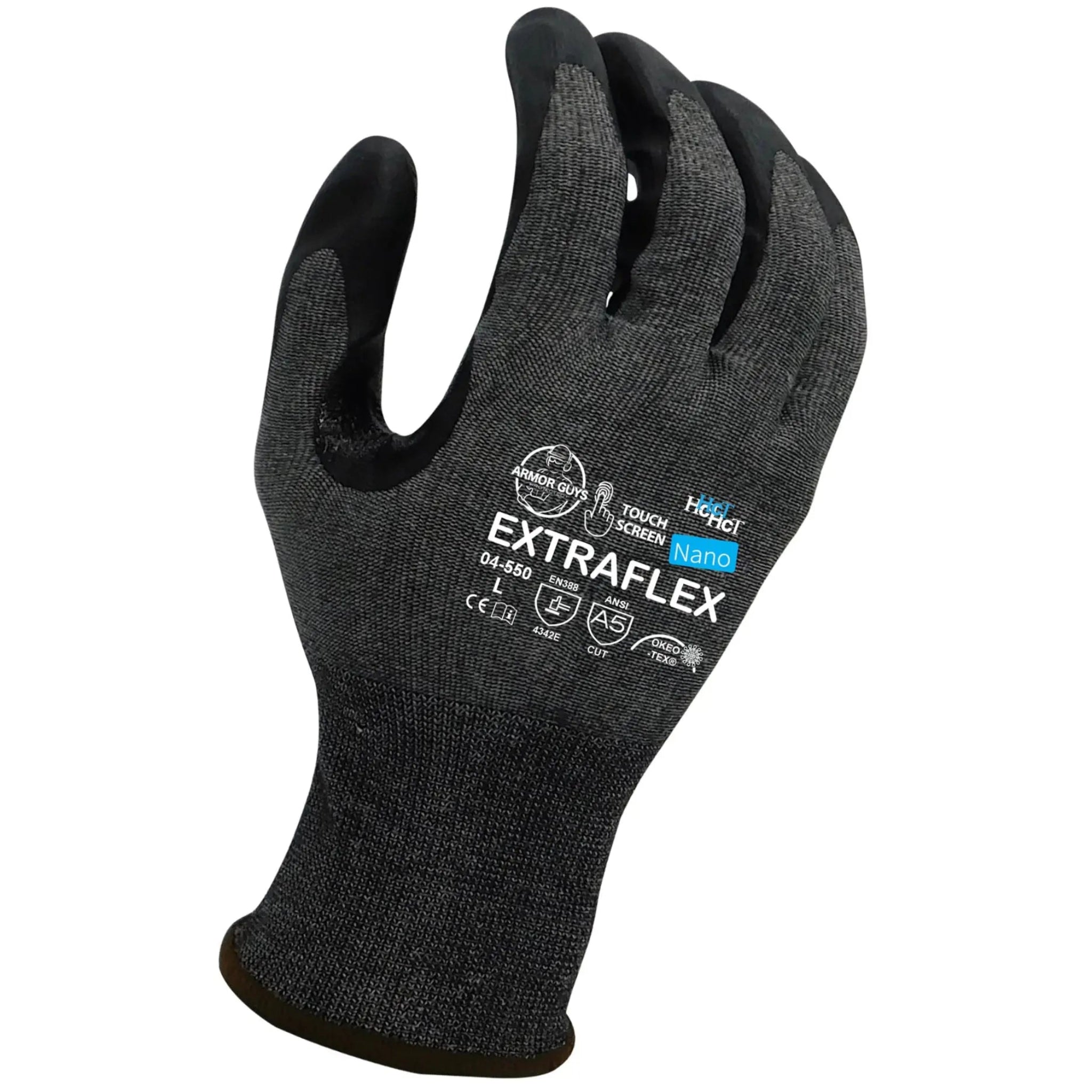 Armor Guys ExtraFlex 04-550 Cut Resistant Gloves, ANSI A5, Black, 1 Dozen Pairs