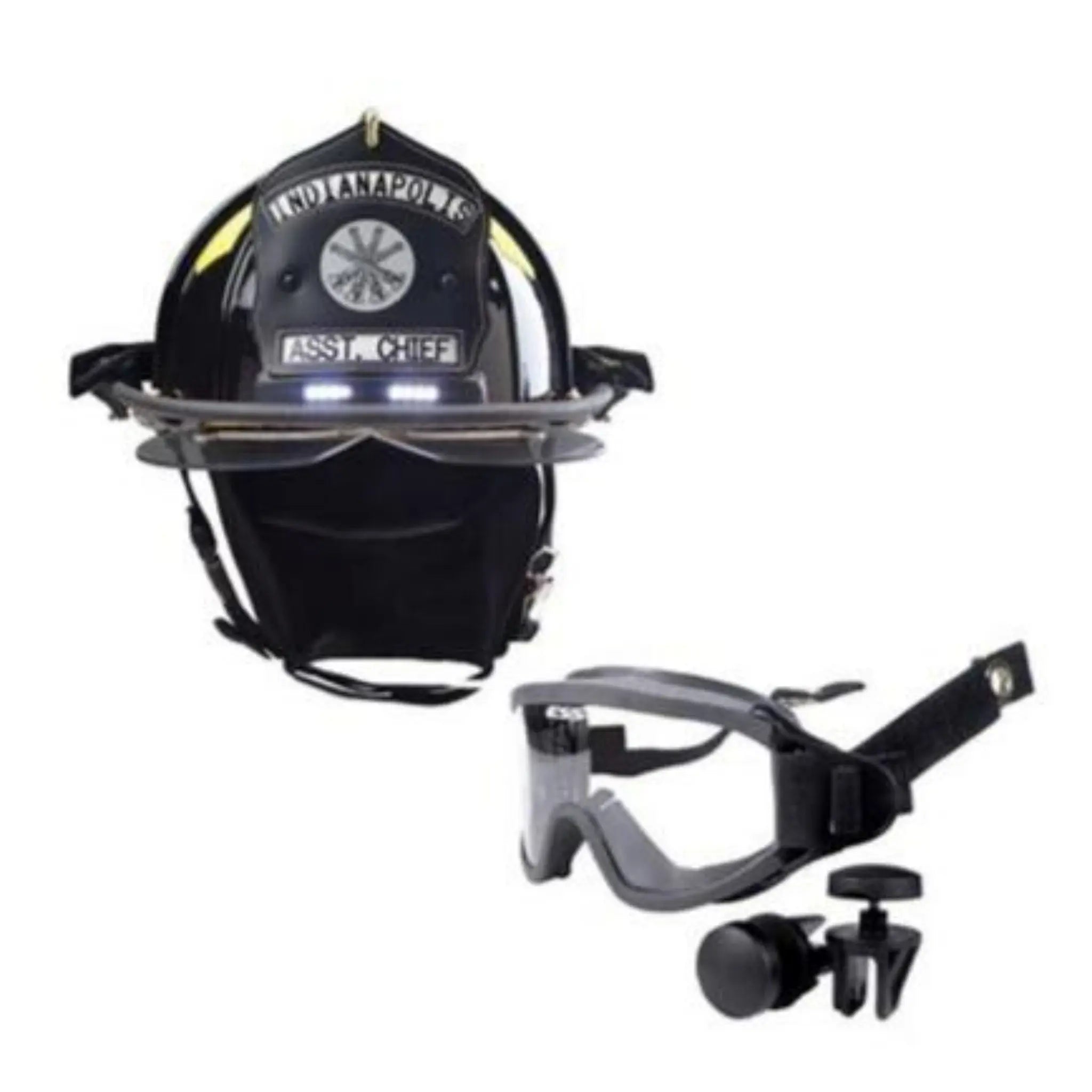 Bullard Traditional Fiberglass Fire Helmet TrakLite Helmet Lighting System wraparound ESS IZ3 goggle bourke eyeshield and 6in Brass Eagle