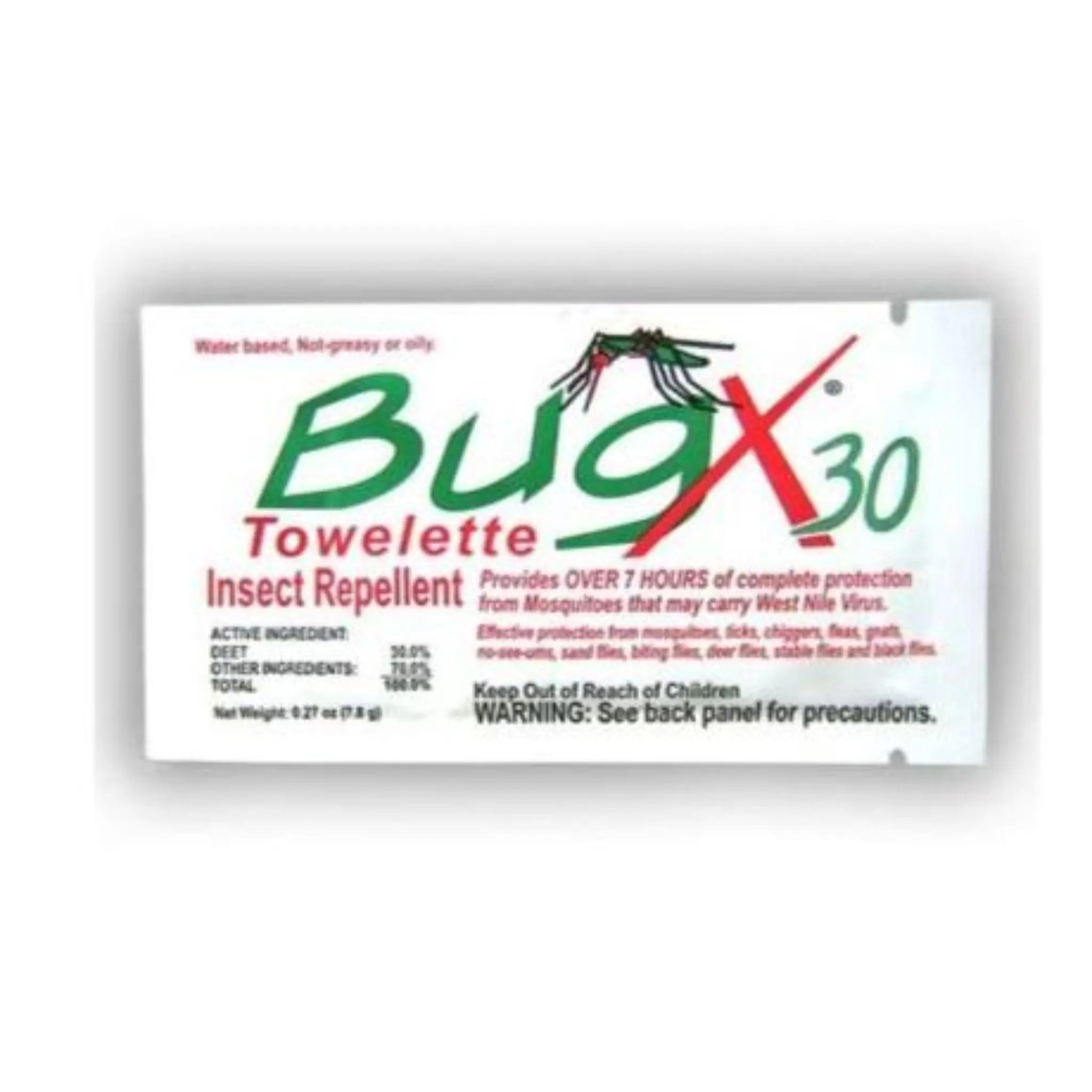 BugX30 Bulk Pack Insect Repellent Towelettes, Case of 100