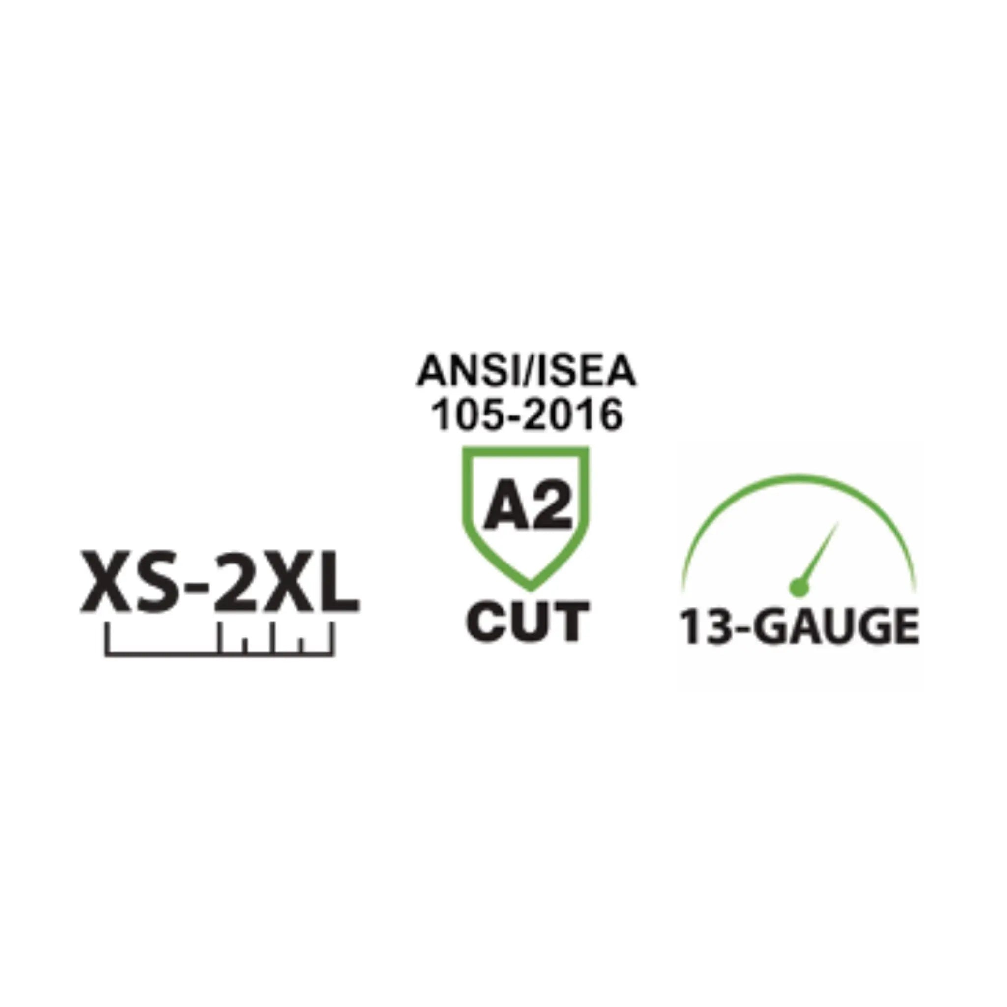 Cordova Caliber 3716G 13 Gauge HPPE Shell, PU Palm Coated Machine Knit Gloves, Gray, Performance Data