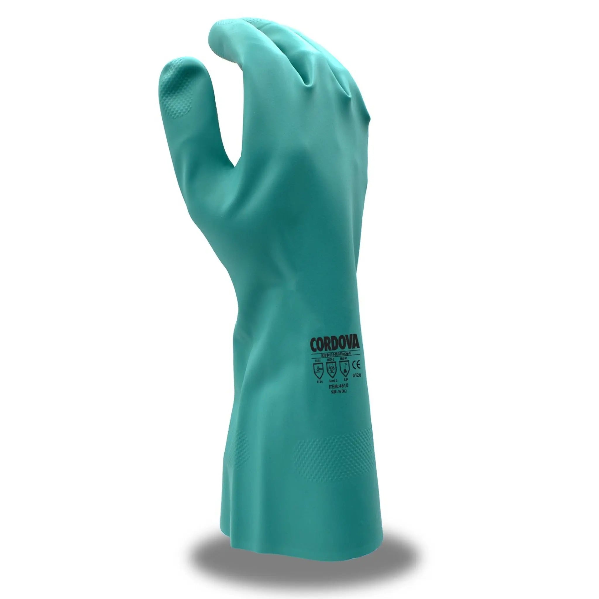 Cordova 4430 11 Mil Premium Unlined Unsupported Nitrile Gloves, Green, Back