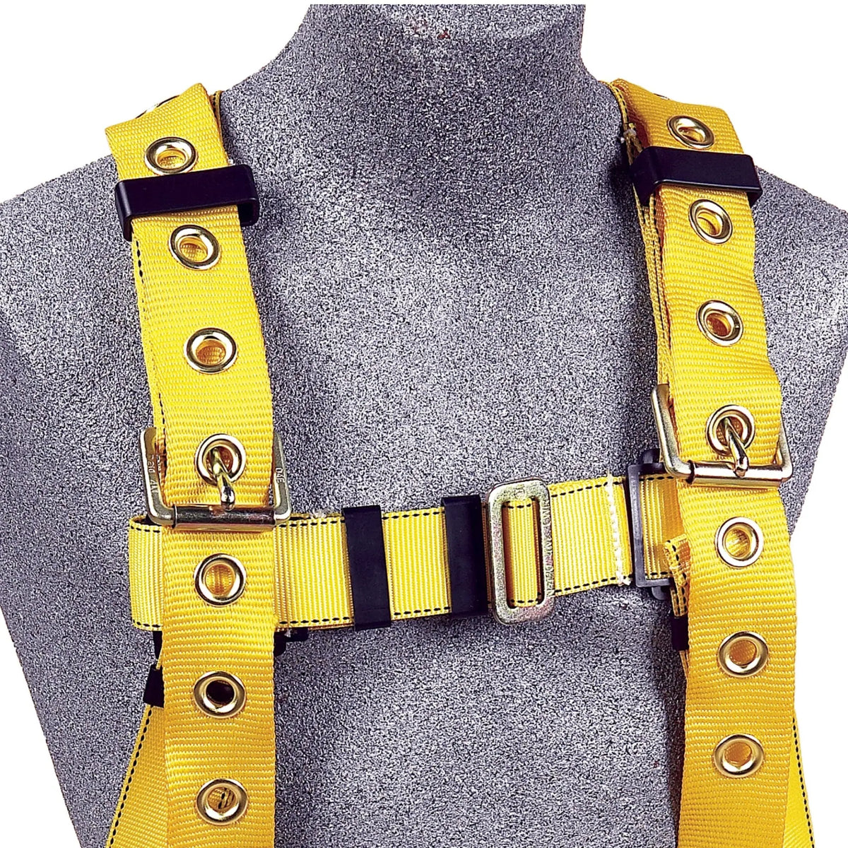 3M DBI-SALA Derrick Tongue Buckle Positioning Belt with Tongue Buckle Harness Connector 1003230, Yellow, Small, 1 Each, Straps Closeup