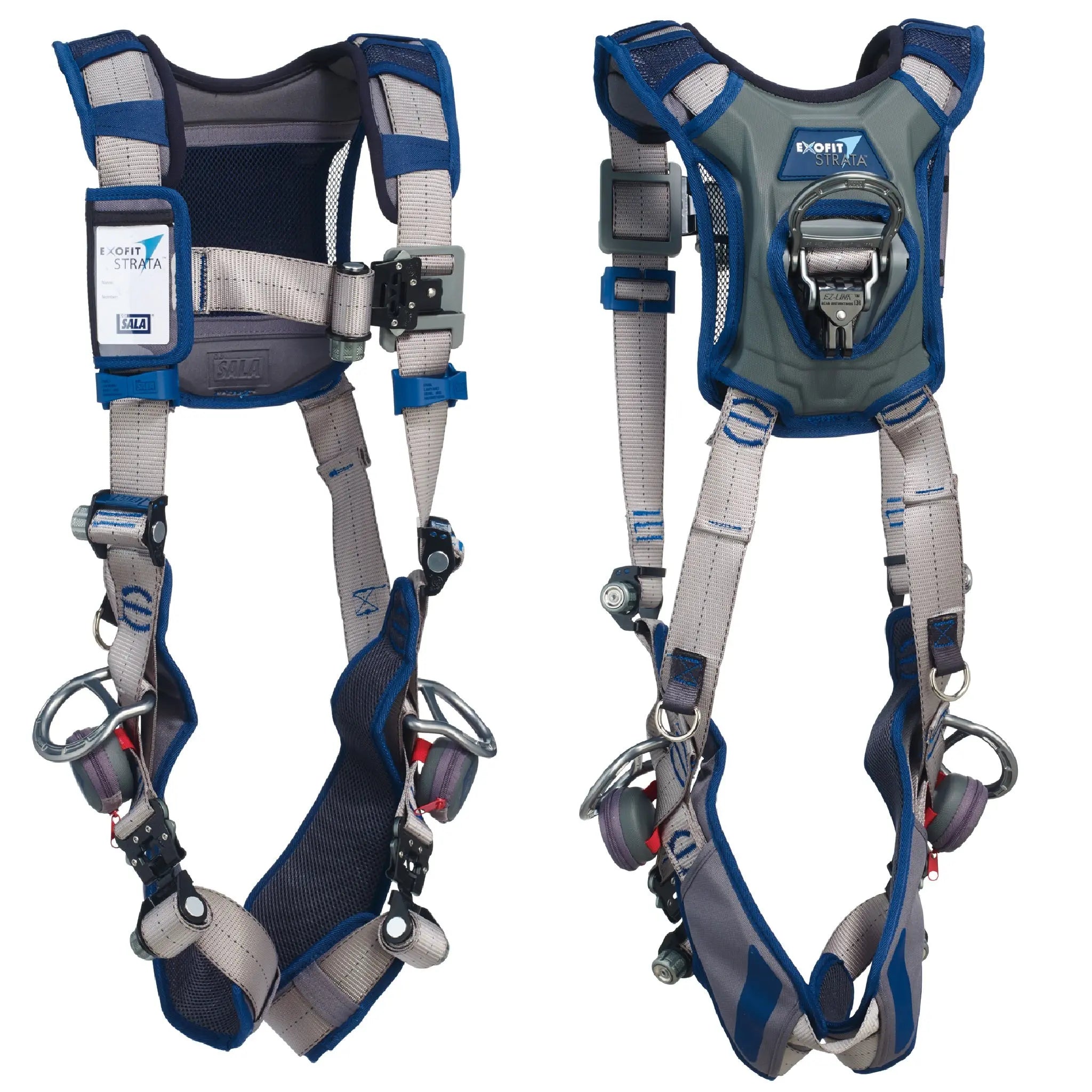 3M DBI-SALA ExoFit STRATA Vest-Style Positioning Harness 1112483, Grey, Blue, X-Large, 1 EA, Front and Back
