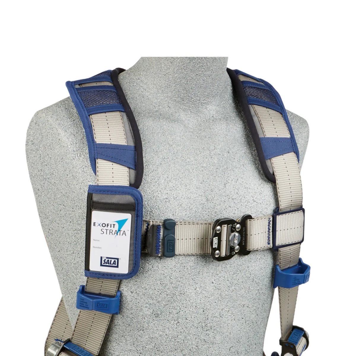 3M DBI-SALA ExoFit STRATA Vest-Style Harness 1112496, Grey, Blue, Medium, 1 EA, Chest Straps