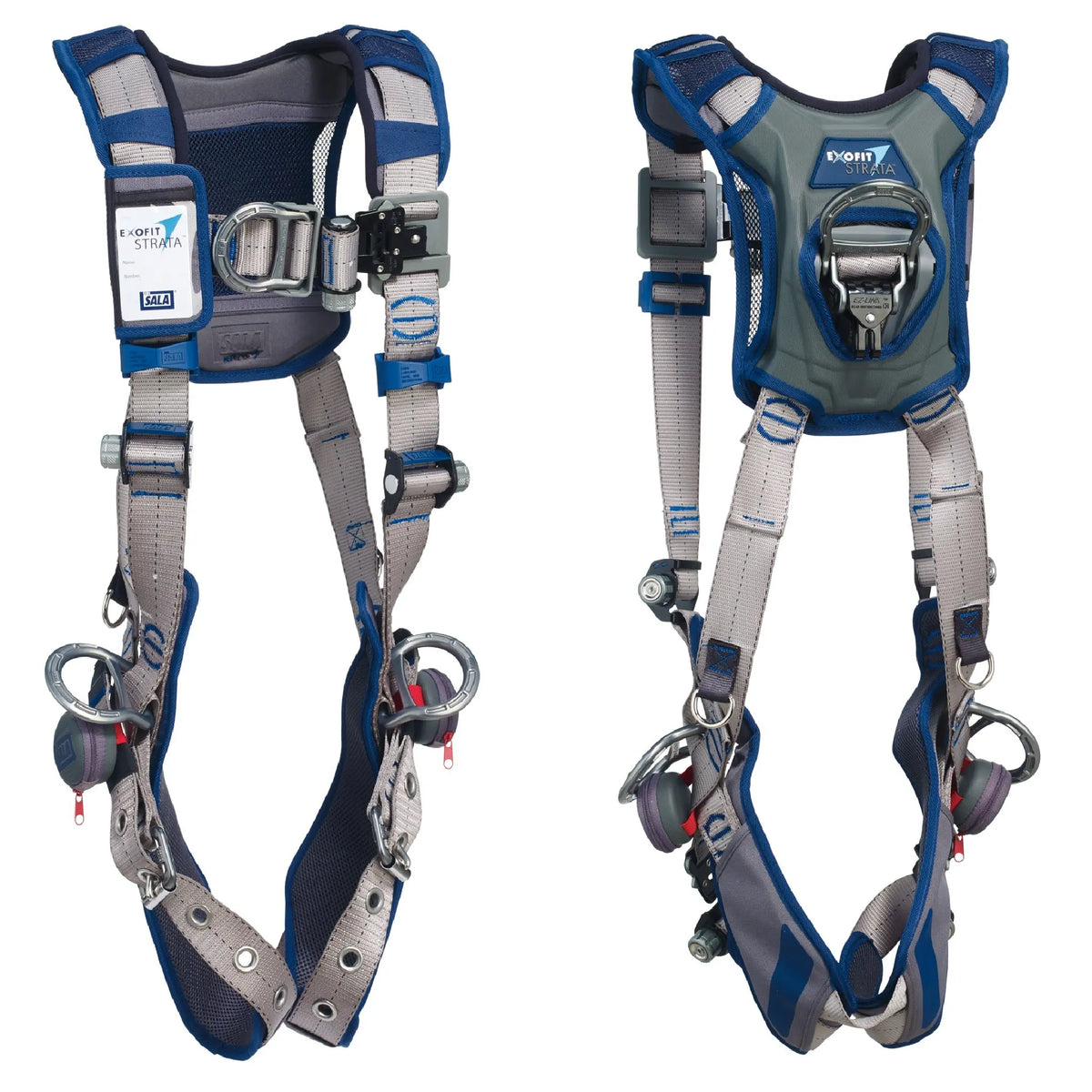 3M DBI-SALA ExoFit STRATA Vest-Style Positioning/Climbing Harness 1112533, Grey, Blue, X-Large, 1 EA, Front - Back
