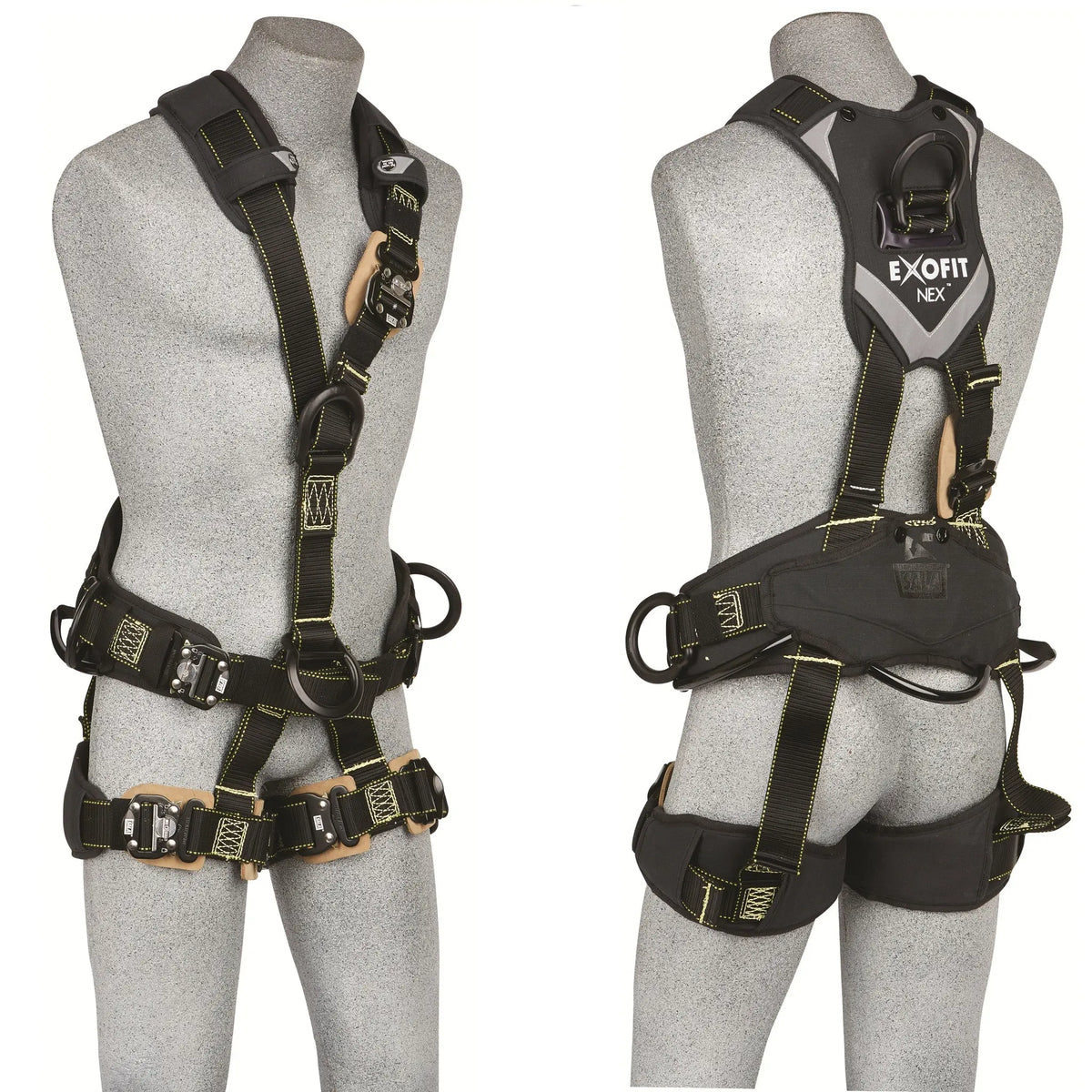 3M DBI-SALA ExoFit NEX Comfort Arc Flash Rope Access Climbing/Positioning/Rescue/Suspension Safety Harness 1113762, Medium, 1 Each, Front and Back