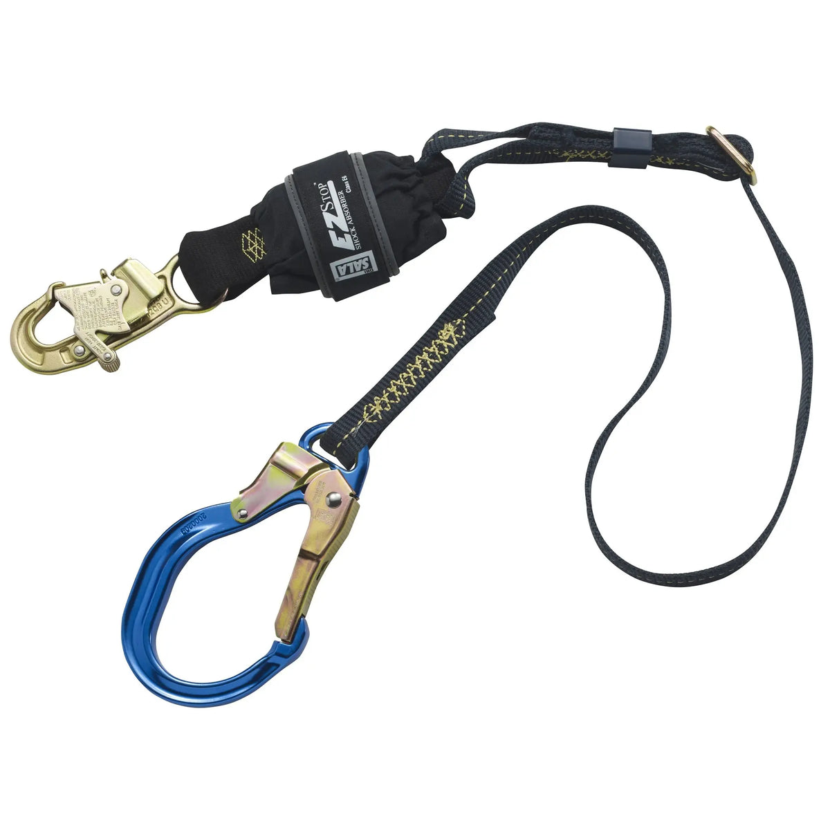 6 ft. (1.8m) adjustable web single-leg Force2 with Nomex Kevlar fiber webbing and shock pack aluminum snap hook at one end aluminum rebar hook at the other end