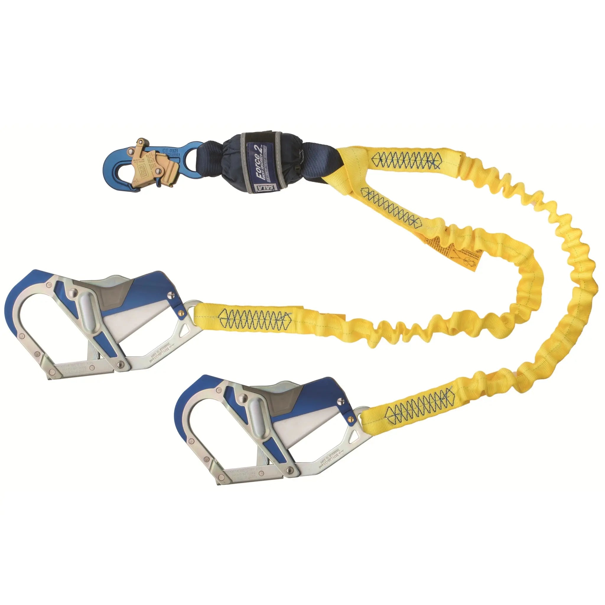 3M DBI-SALA 1246415 Force2 Elastic 100% Tie-Off Shock Absorbing Lanyard, Yellow, 1 EA, Main Image