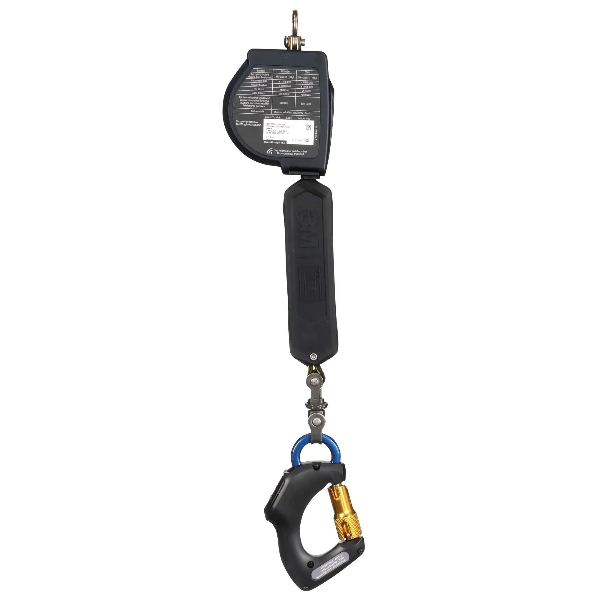 3M DBI-Sala 7012818209 2000045 Nano-Lok Connected Carabiner Self-Retracting Lifeline, Web, ANSI, 11 ft, 1 Each