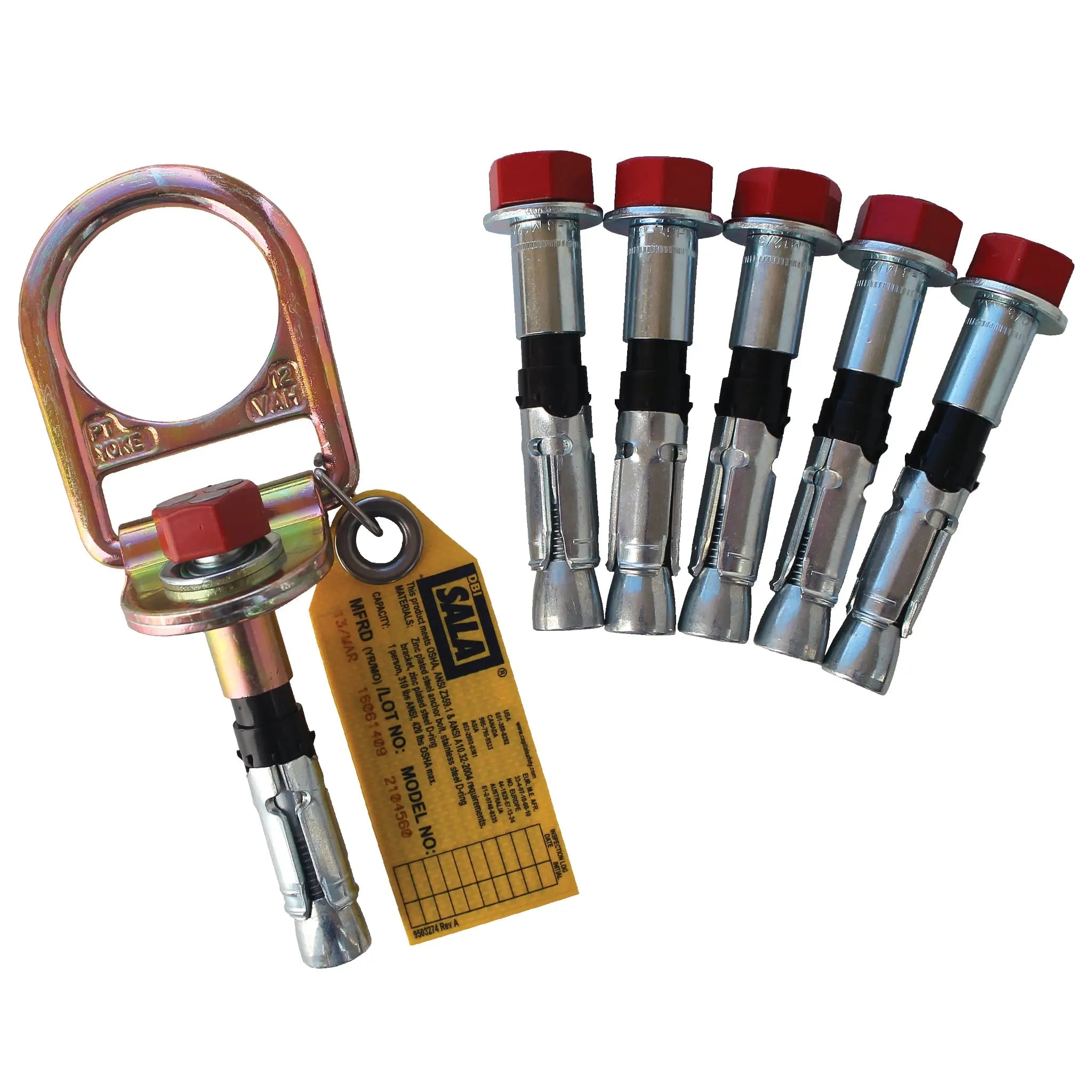 3M DBI-SALA Concrete D-ring Anchor, 5 Extra Bolts 2104561, 1 EA