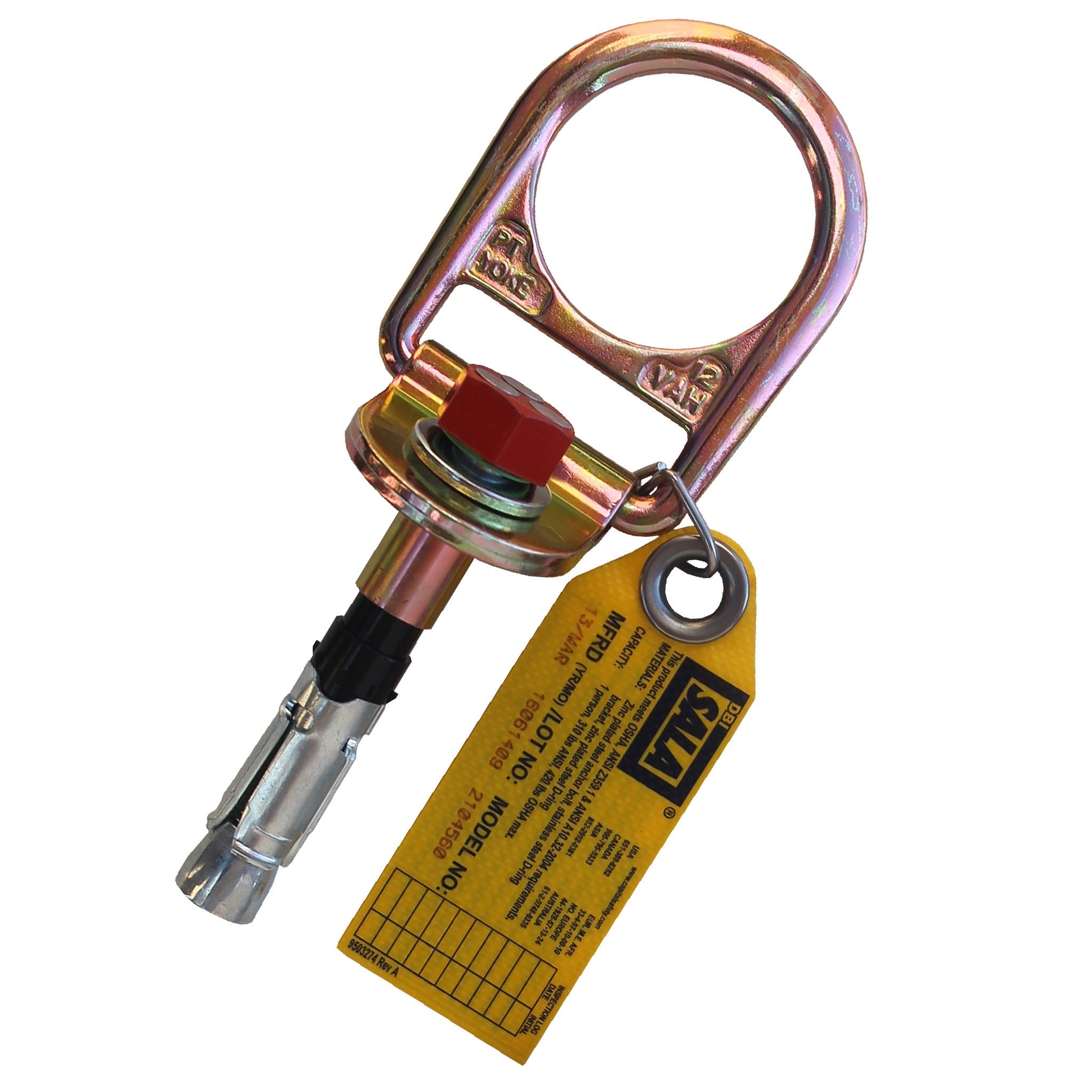 3M DBI-SALA Concrete D-ring Anchor, 11 Extra Bolts 2104562, 1 EA