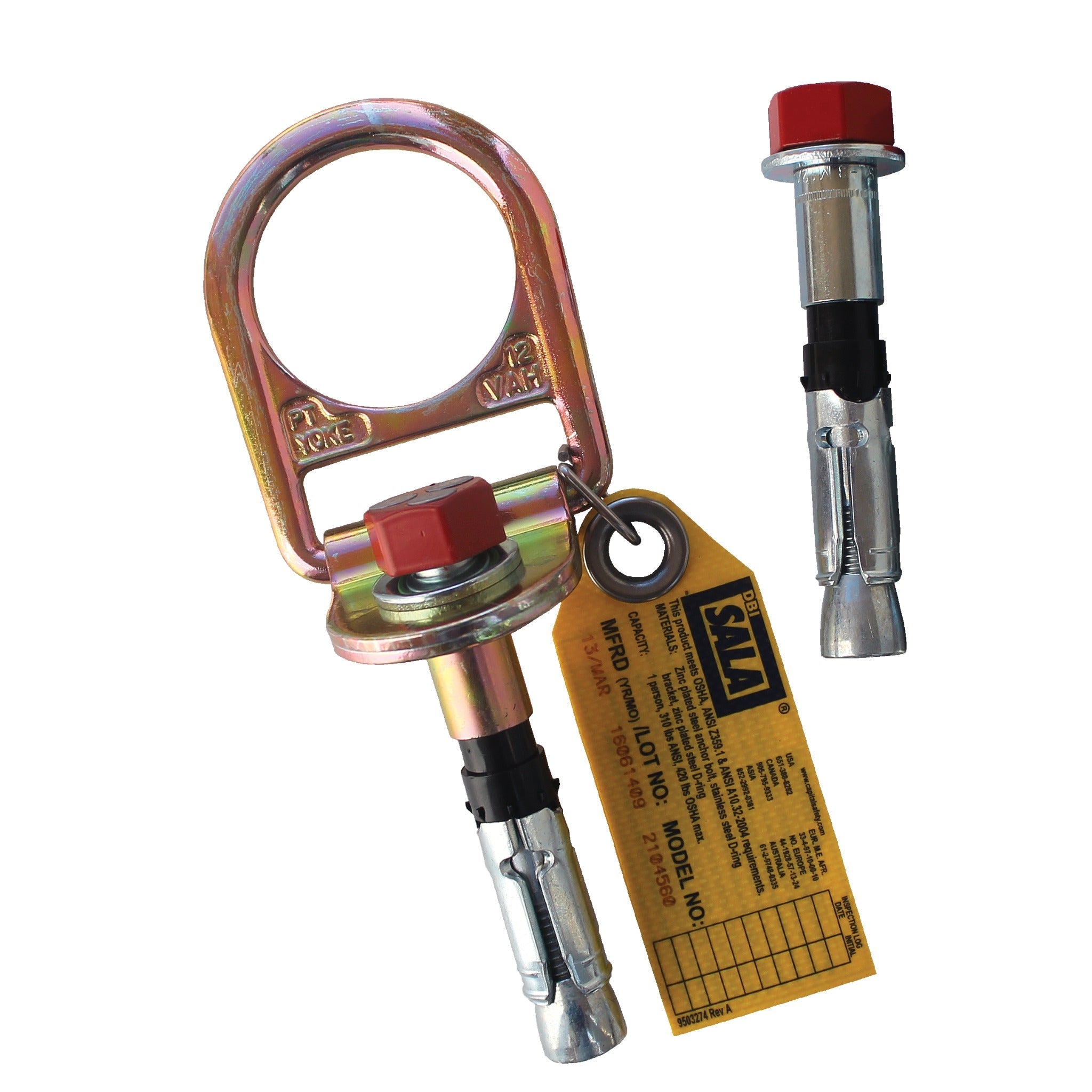 3M DBI-SALA D-ring Bolt Anchor For Concrete 2104563, 1 Extra Bolts, Fits 11/16 in, 18 mm or 3/4 in Hole, 1 Each