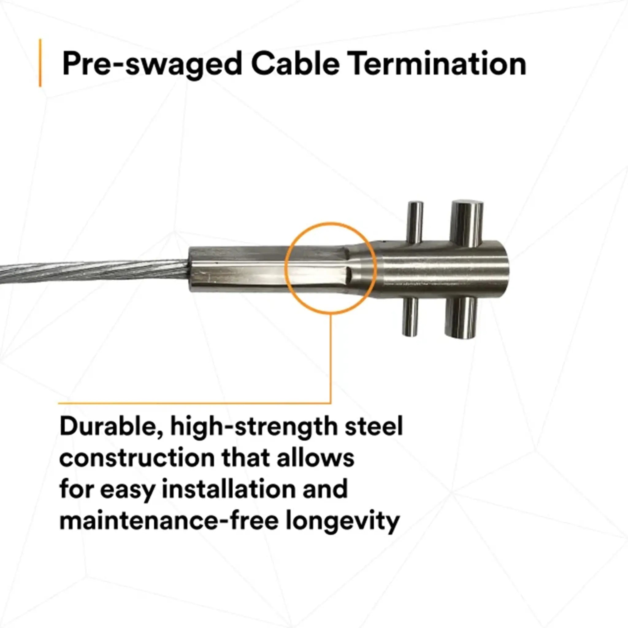 3M DBI-Sala 6119020 Lad-Saf Cable Vertical Safety System, Stainless Steel, 20 ft., 1 Each, Pre-swaged Cable Termination