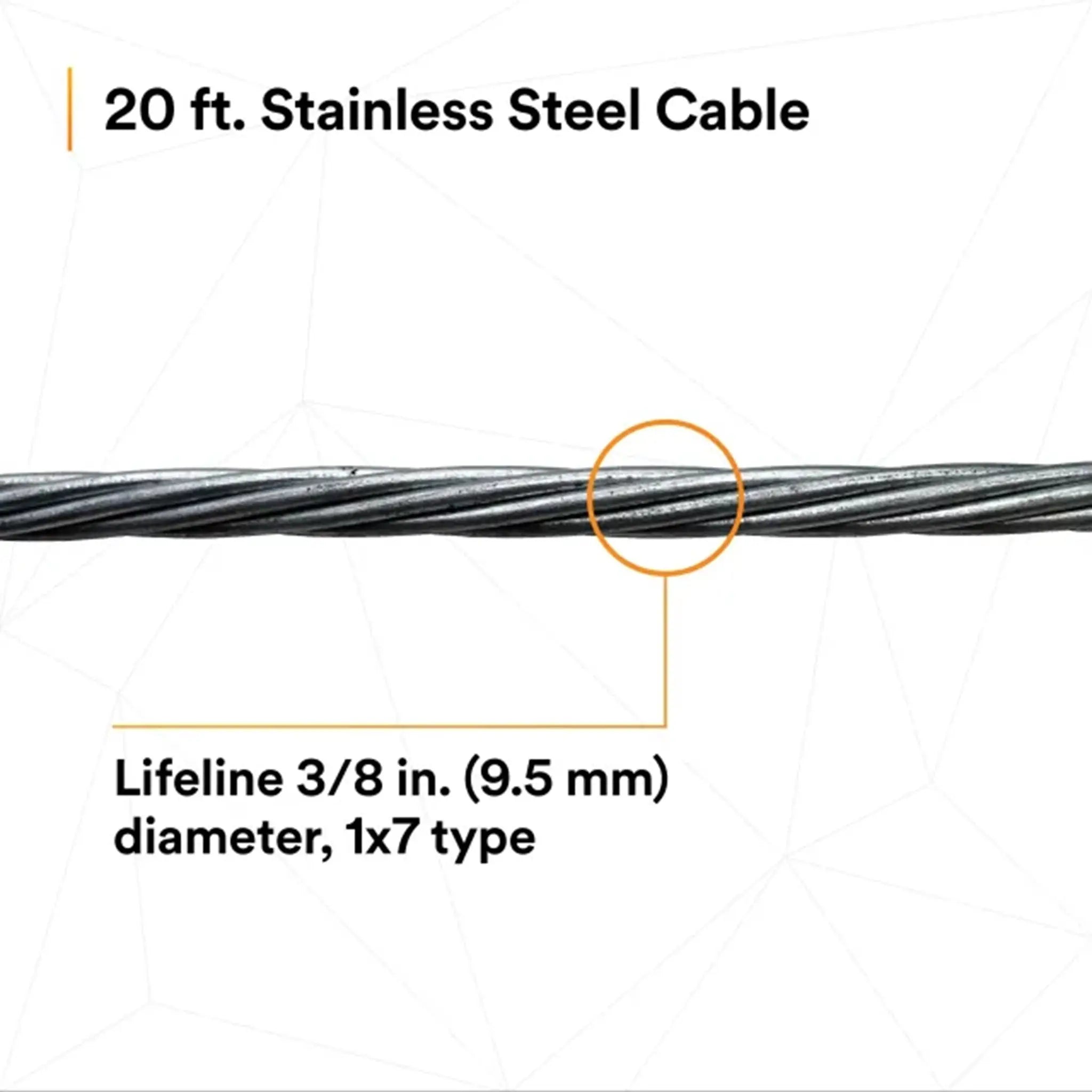 3M DBI-Sala 6119020 Lad-Saf Cable Vertical Safety System, Stainless Steel, 20 ft., 1 Each