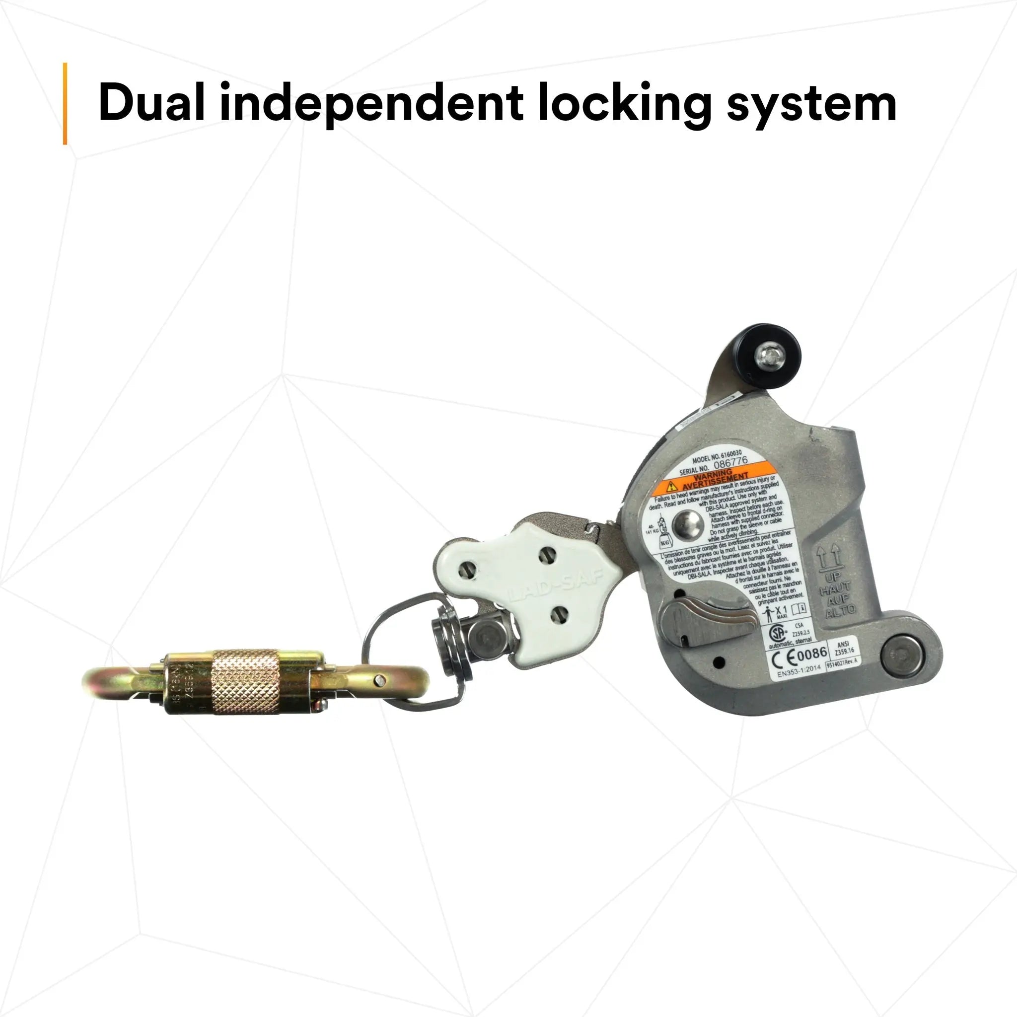 3M DBI-Sala 6160030 Lad-Saf Detachable Cable Traveller, Independent Locking System