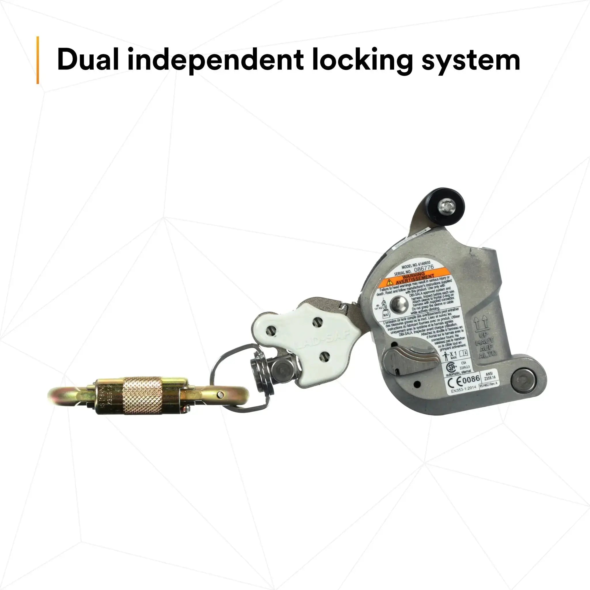 3M DBI-Sala 6160030 Lad-Saf Detachable Cable Traveller, Independent Locking System