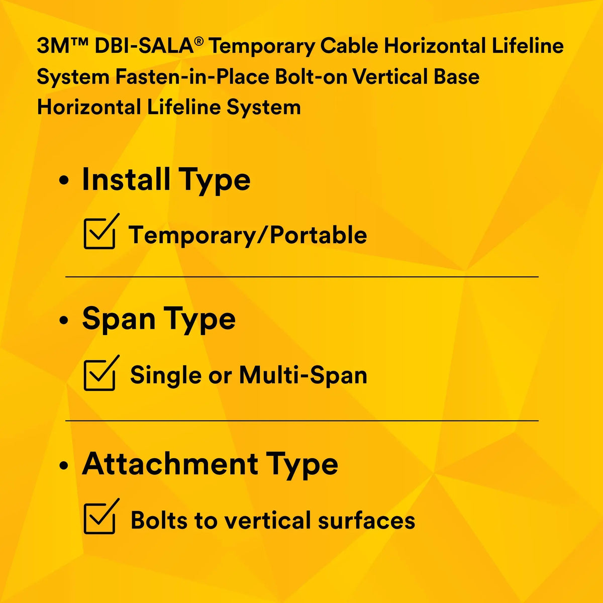 3M DBI-SALA SecuraSpan Fasten-in-Place HLL Bolt-on Vertical Base 7400218 1 EA, 10th Image