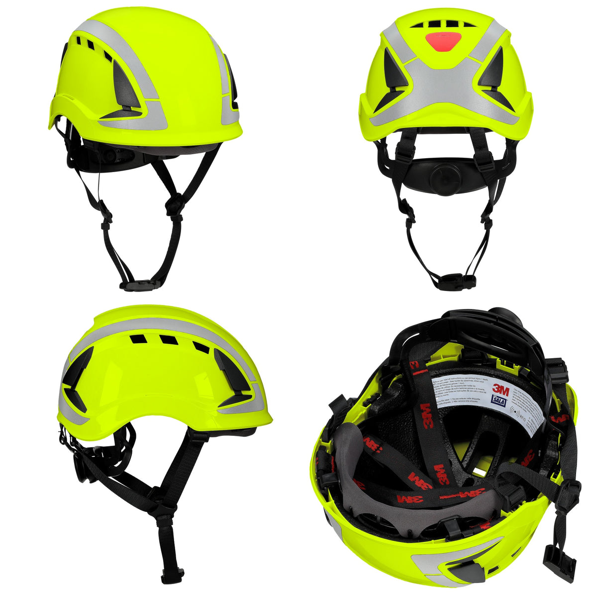 3M DBI-Sala X6000 Series Safety Helmet, Type II with SecureFit, Reflective, Uvicator, 1 Each, Vented, Hi-Vis Green, Angles