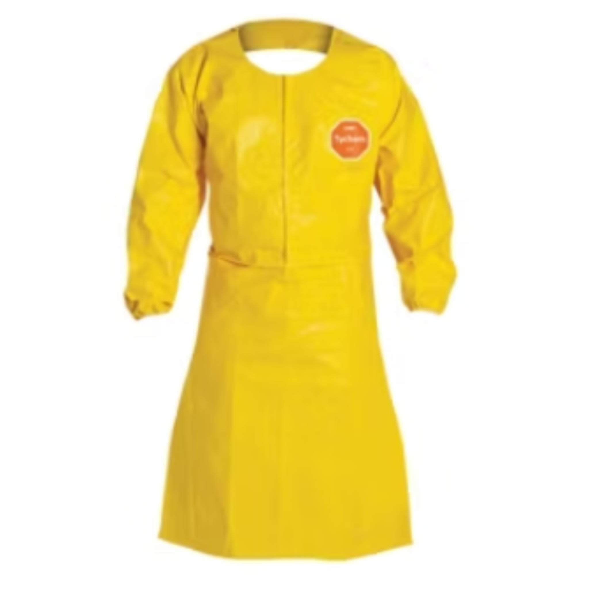 DuPont Tychem 2000 QC275BYL Sleeved Apron with Elastic Wrists, 44" Long, Yellow, Case of 25