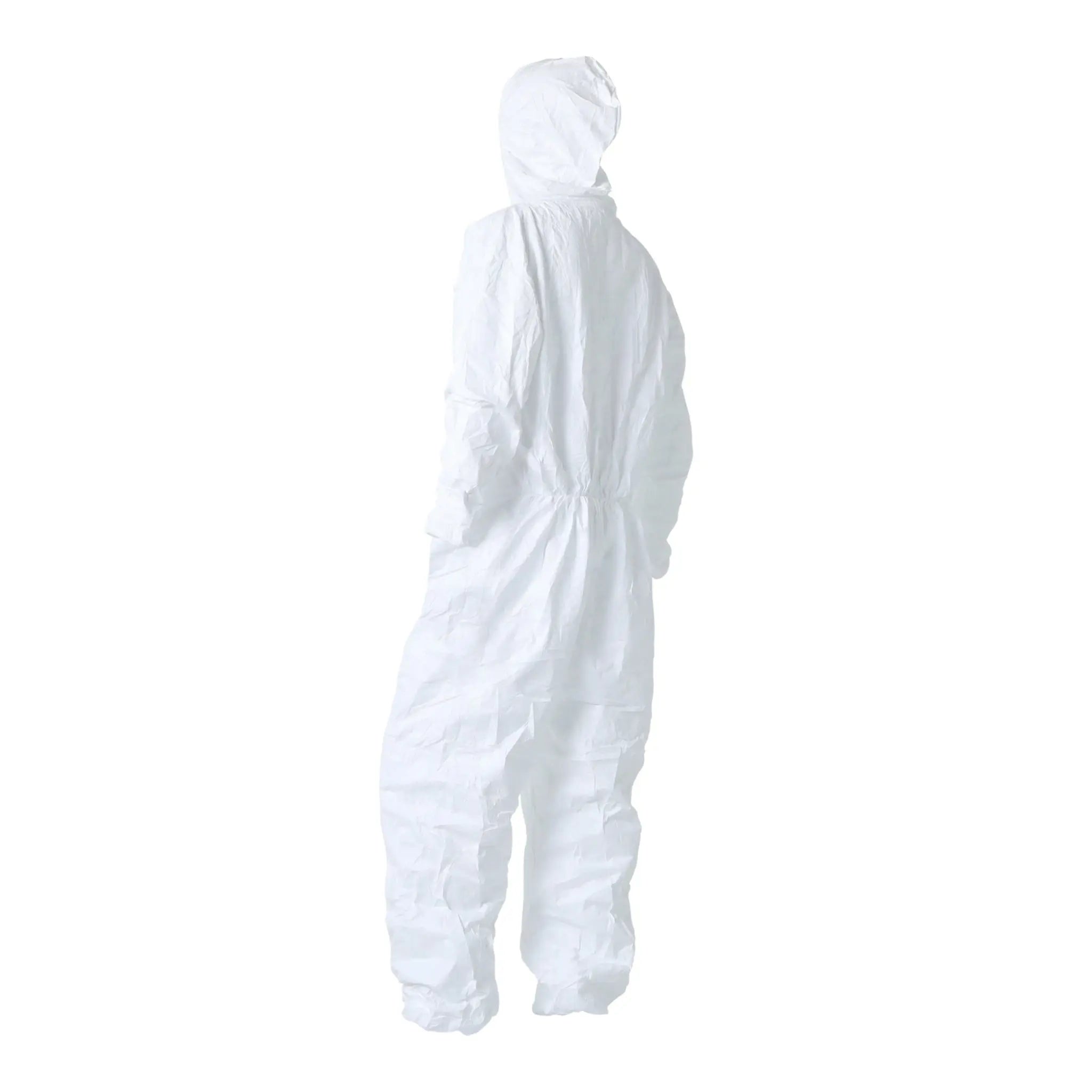DuPont TY127SWH Tyvek 400 Coverall, Respirator Fit Hood, Elastic Wrists and Ankles, Back Left Partial View