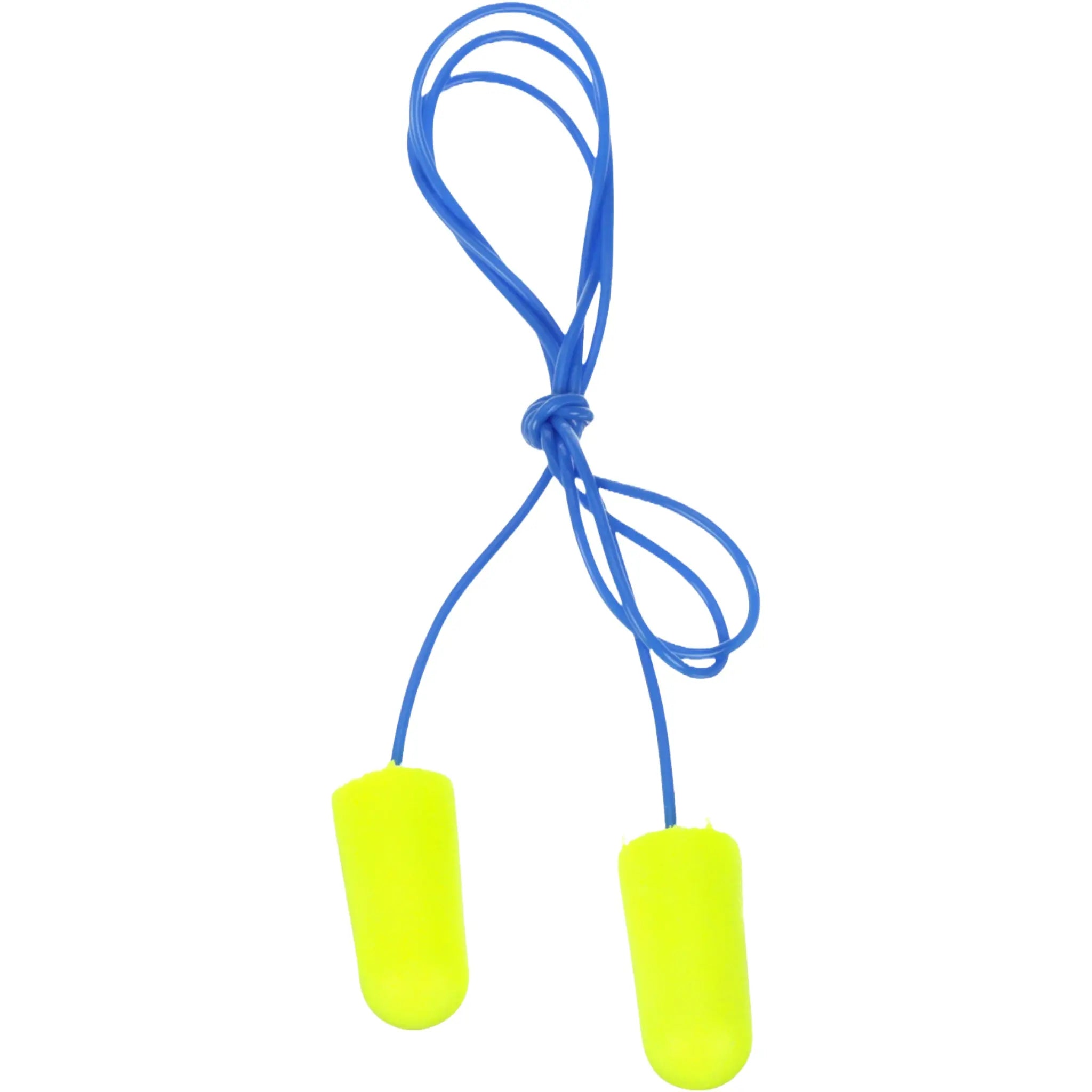 3M E-A-Rsoft Yellow Neons 311-1250 Corded Earplugs, Front View