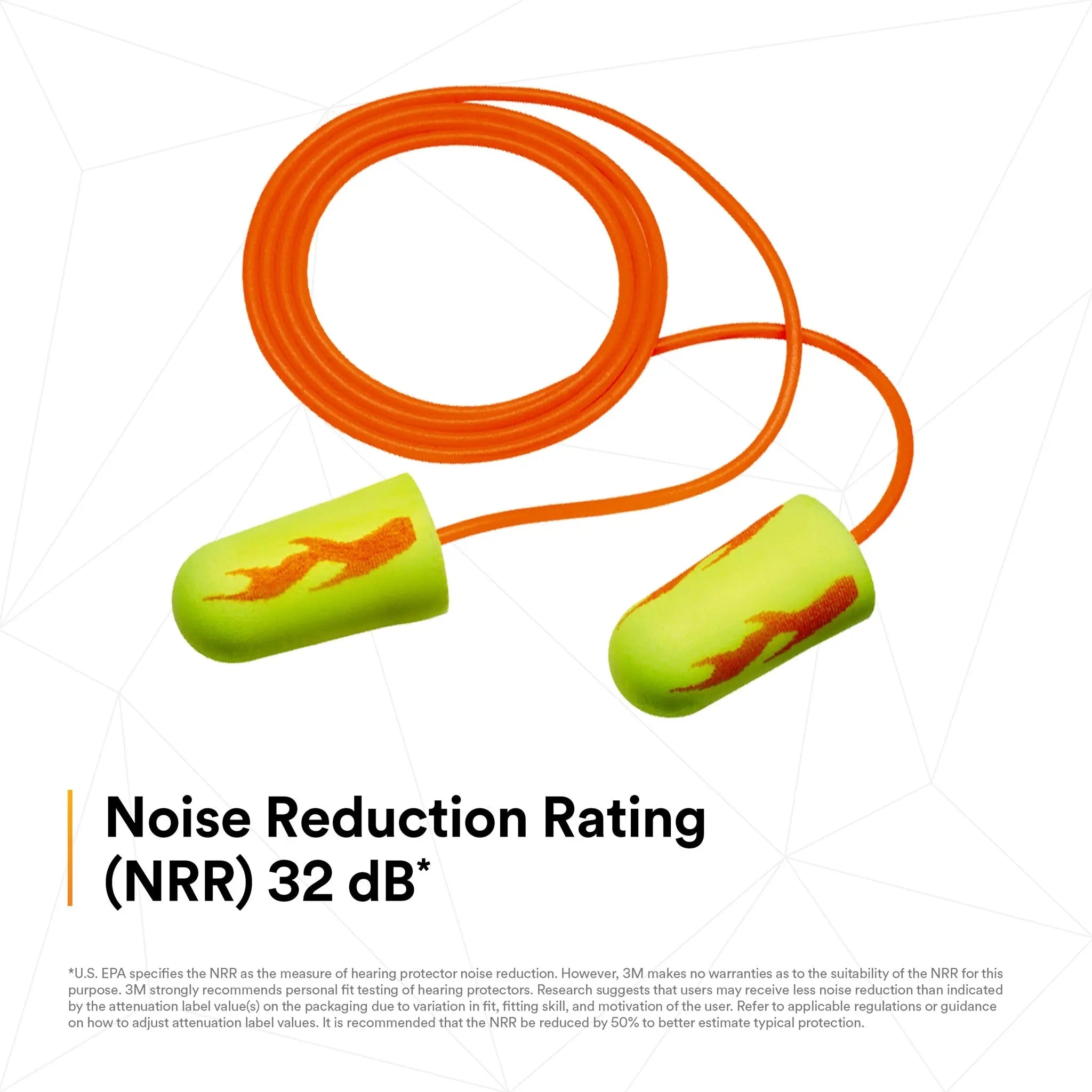 3M E-A-Rsoft 311-1252 Yellow Neons Blasts Corded Earplugs, NRR 32 dB