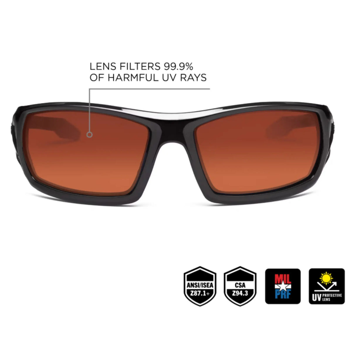 Skullerz ODIN-PZ Polarized Safety Glasses, Front View