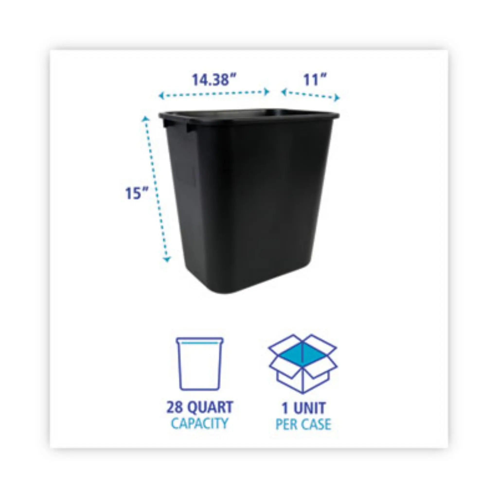 Boardwalk 28QTWBBLA Soft Sided Wastebasket, Detailed View