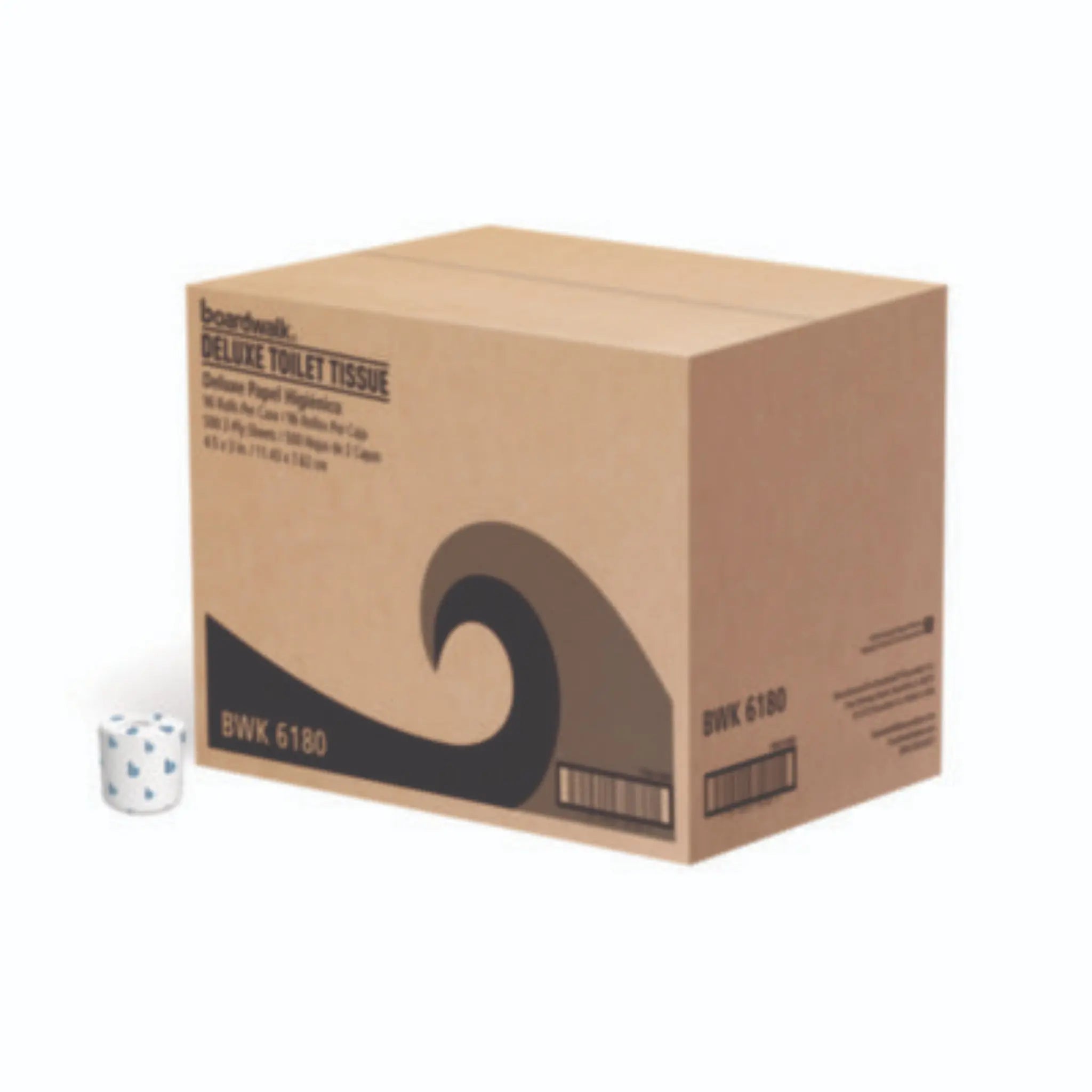 Boardwalk 6180 2-Ply Toilet Tissue, Septic Safe, White, 125 ft Roll, Roll of 500 Sheets, Carton of 96 Rolls