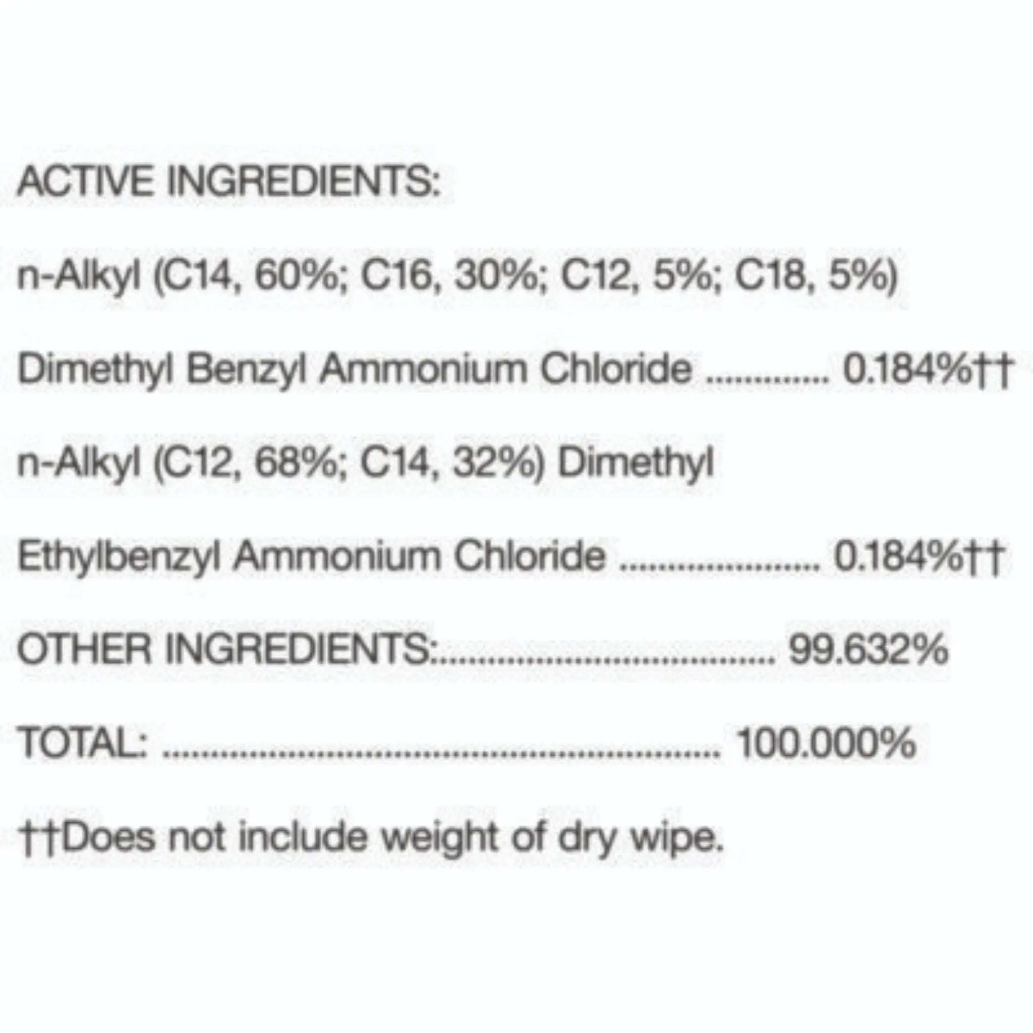 CLOROX SALES CO. CLO01593CT Disinfecting Wipes, Ingredients
