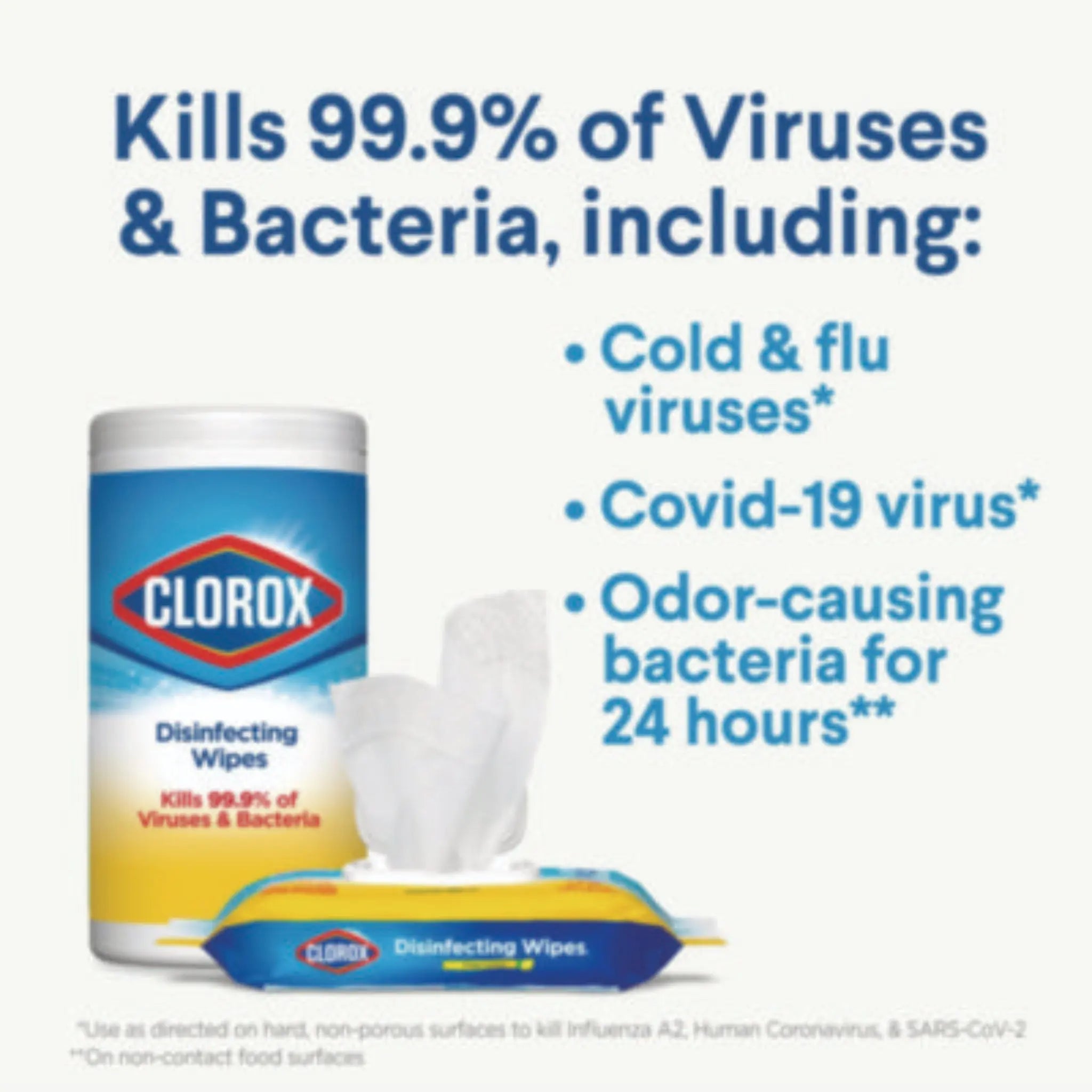 CLOROX SALES CO. CLO01593EA Disinfecting Wipes, Kills 99.9%
