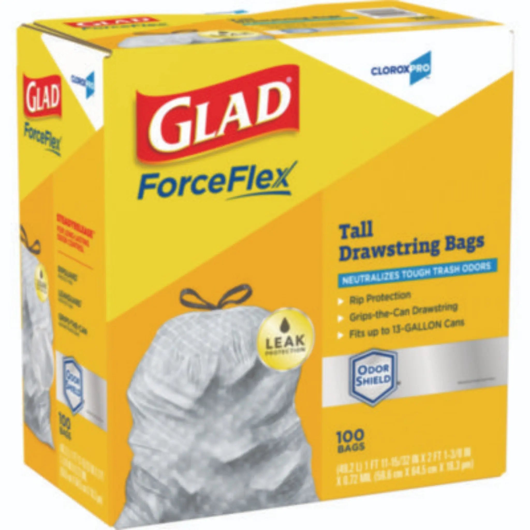 CLOROX SALES CO. GLAD CLO70427 ForceFlex Tall Kitchen Drawstring Trash Bags, Front View