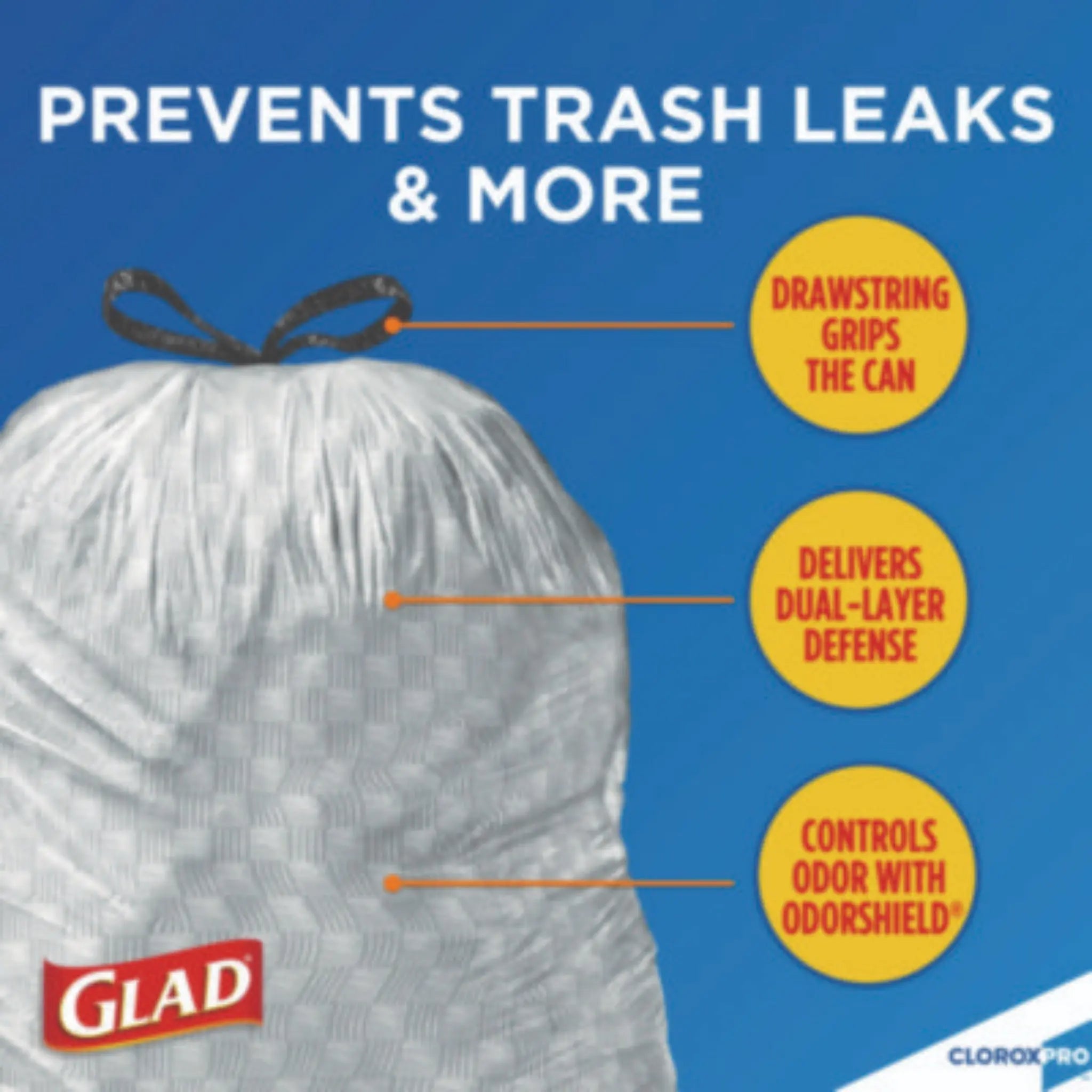 CLOROX SALES CO. GLAD CLO70427 ForceFlex Tall Kitchen Drawstring Trash Bags, Prevents leaks