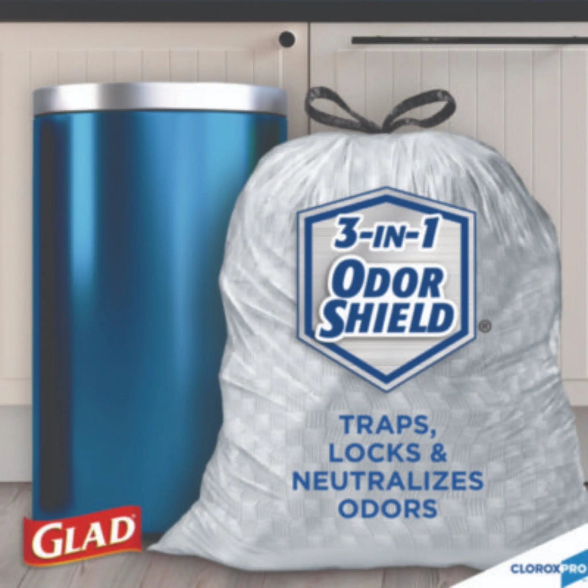 CLOROX SALES CO. GLAD CLO70427 ForceFlex Tall Kitchen Drawstring Trash Bags, Odor Shield