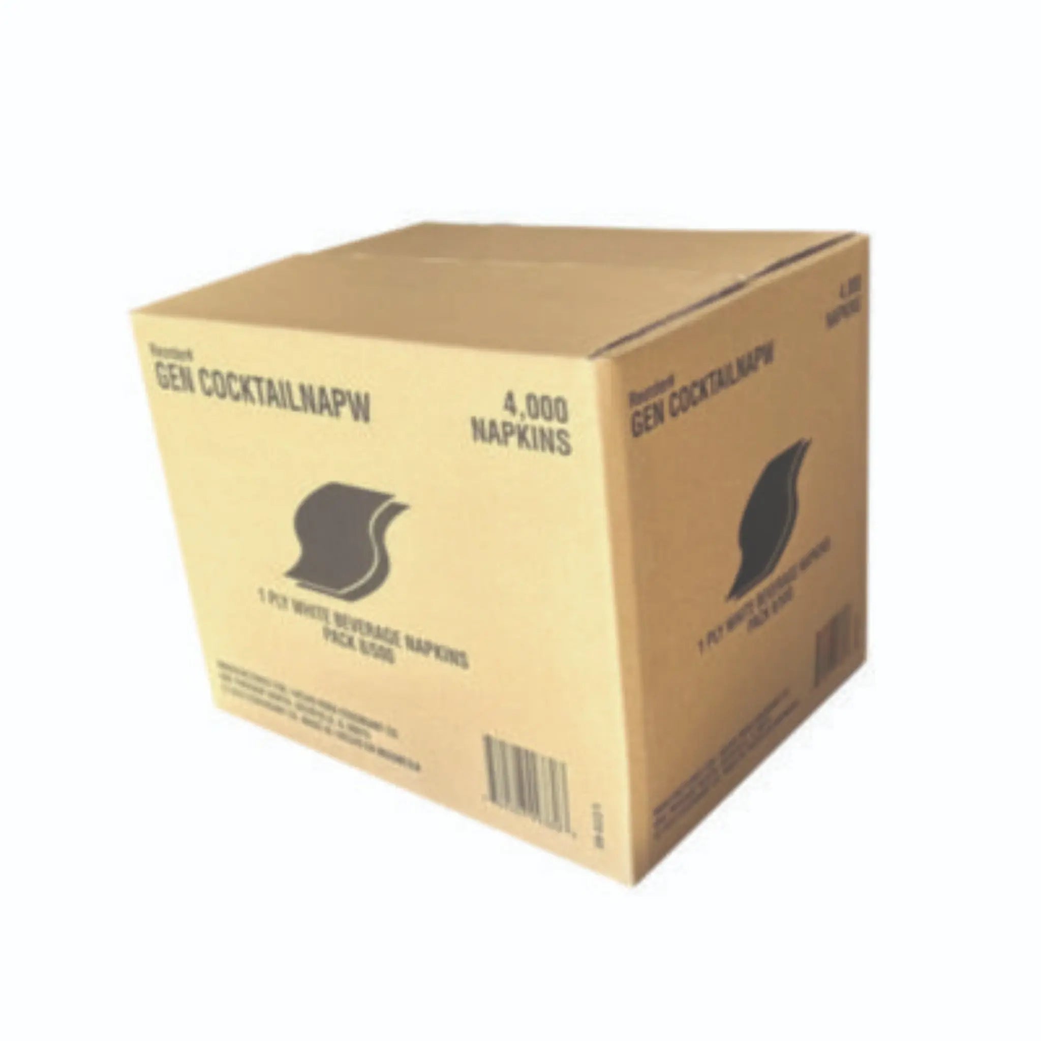 GEN GENCOCKTAILNAPW Cocktail Napkins, 1-Ply, 9w X 9d, White, Pack of 500, Carton of 8